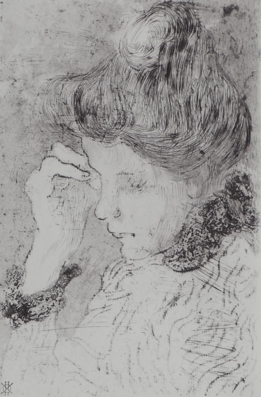 Louis Valtatthoughtful Woman   Etching From Louvre Museum photo furniture