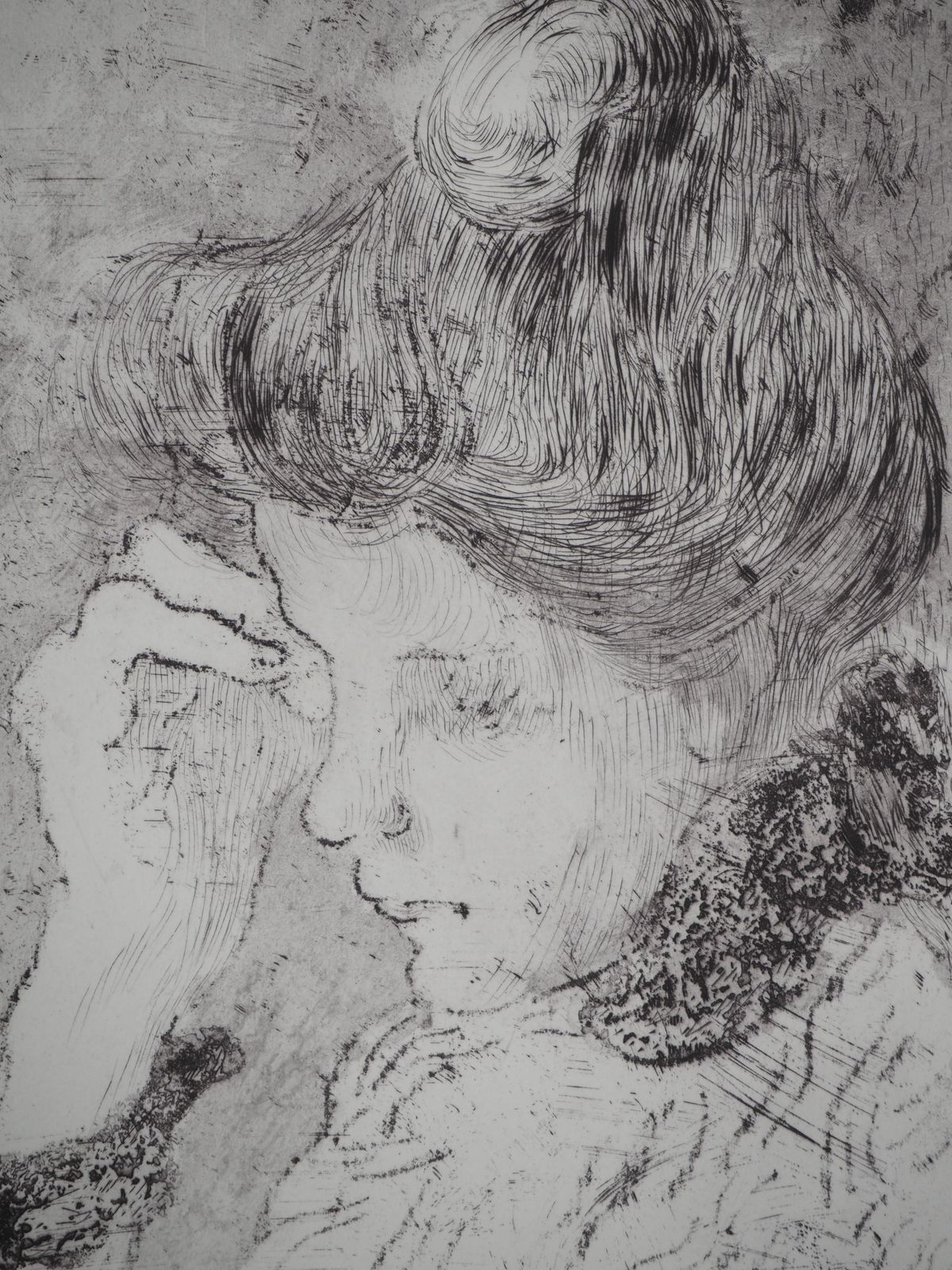 Louis Valtatthoughtful Woman   Etching From Louvre Museum photo for sale