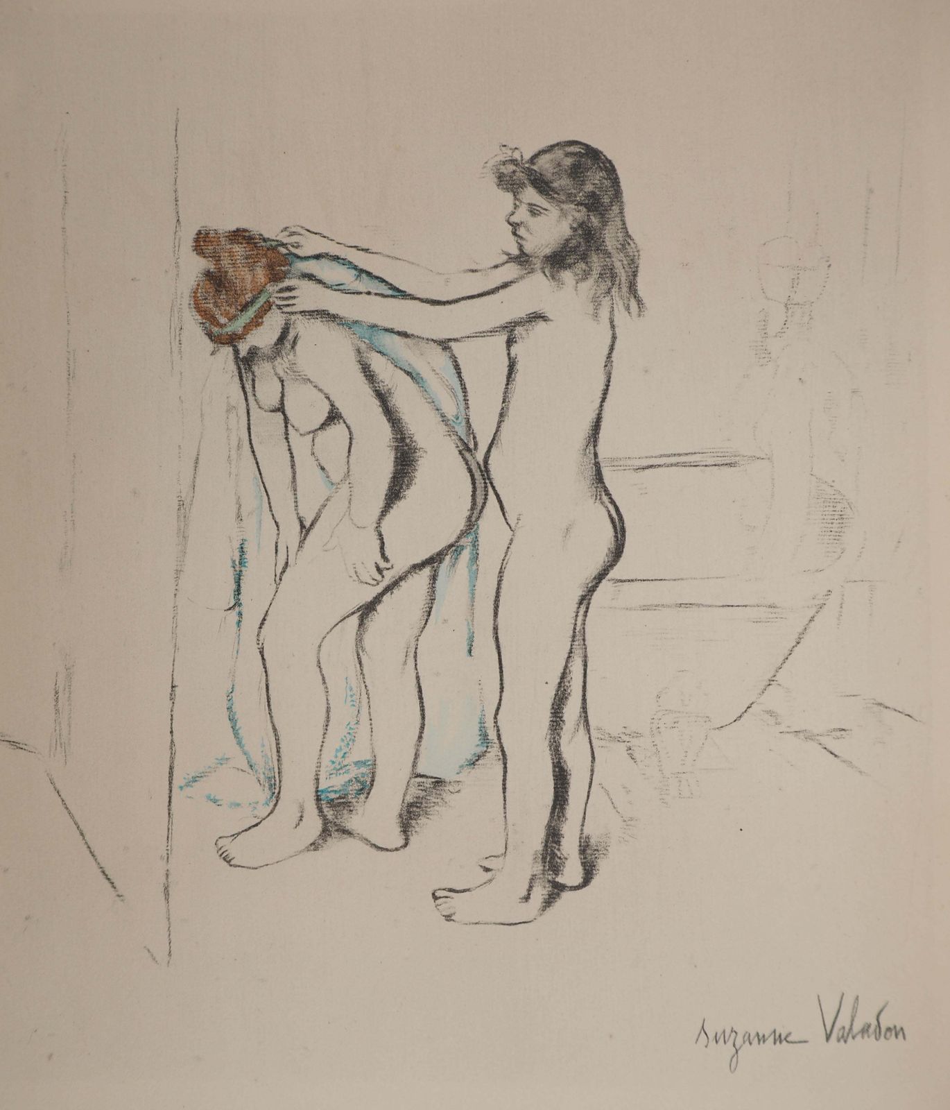 The Bath : Two Women Wiping   Lithograph (Petrides 1947)1947
