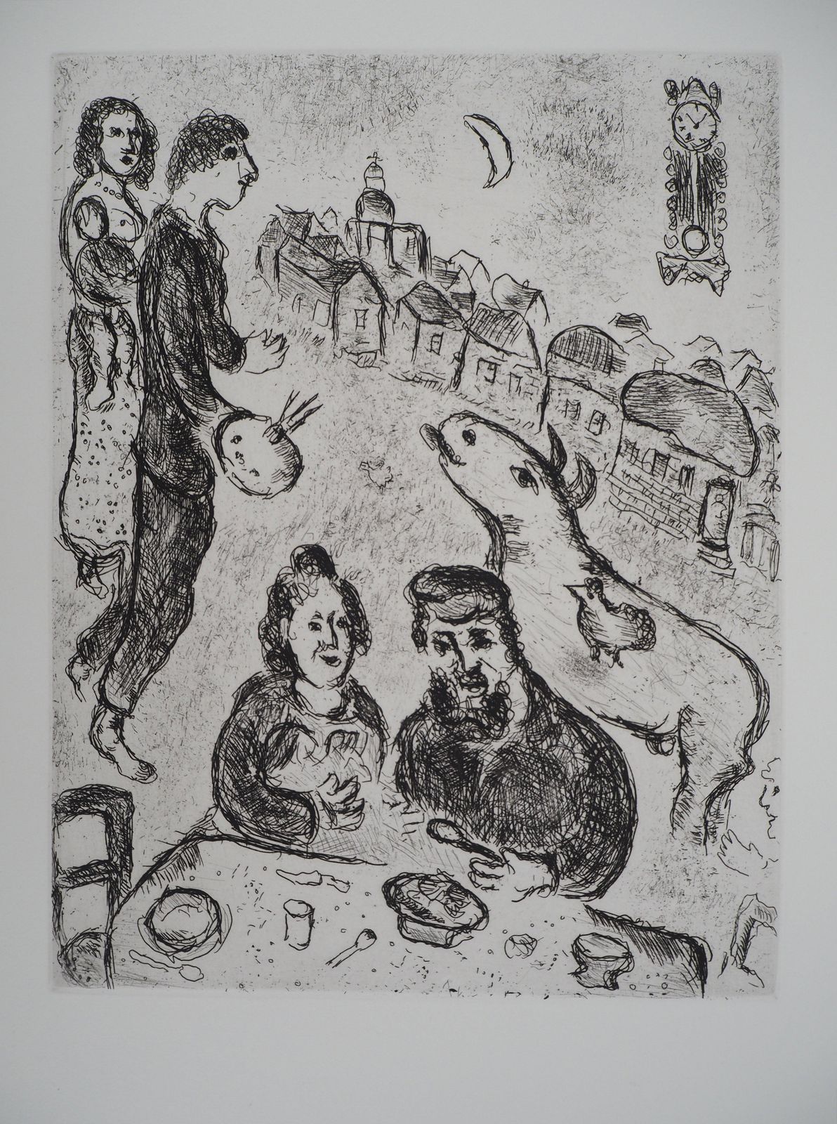 Marc Chagallles Songes : The Meal   Original Etching (Cramer #112)1981 photo furniture