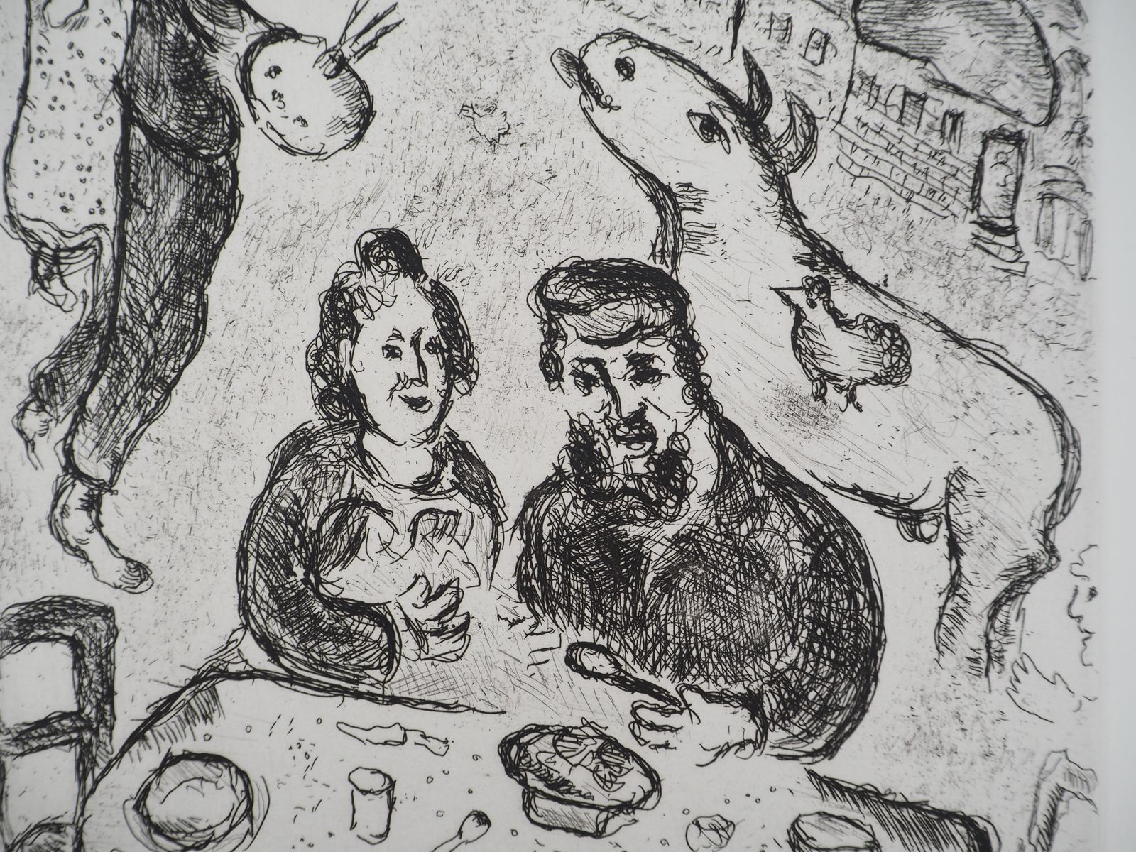 Marc Chagallles Songes : The Meal   Original Etching (Cramer #112)1981 photo 772.0