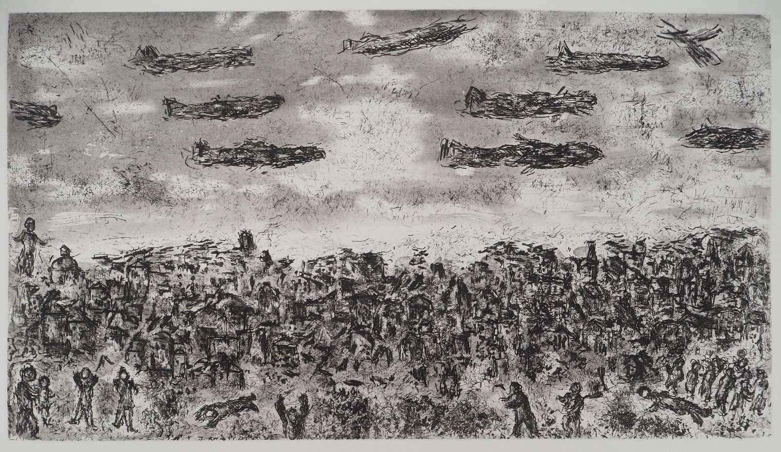 Marc Chagallon The Earth, Crowd And Planes   Original Etching (Cramer #103)1977 photo furniture