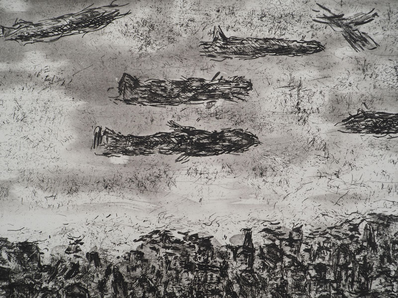 Marc Chagallon The Earth, Crowd And Planes   Original Etching (Cramer #103)1977 photo Art
