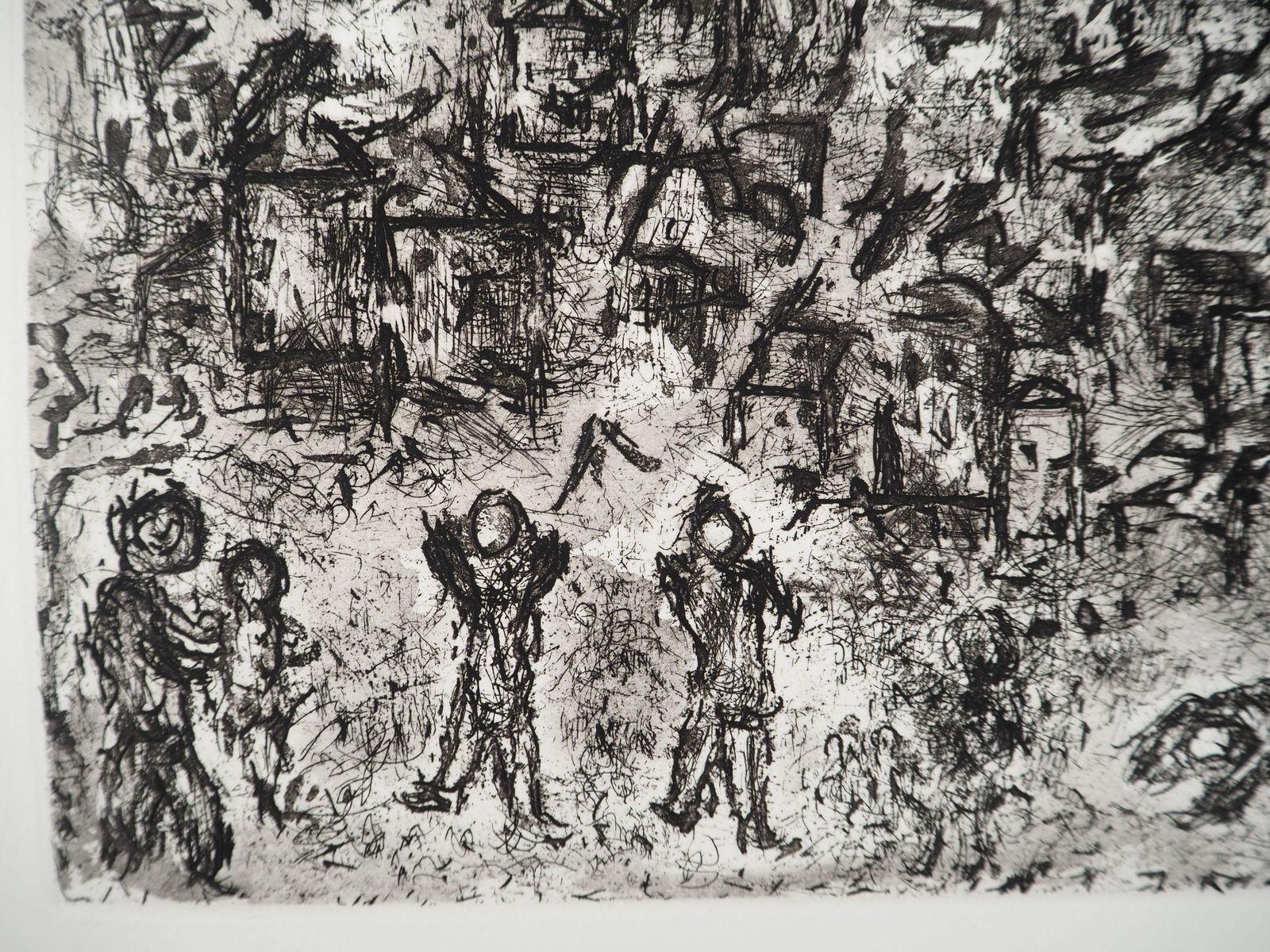 Marc Chagallon The Earth, Crowd And Planes   Original Etching (Cramer #103)1977 photo vinterior