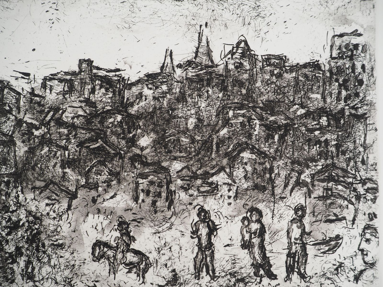 Marc Chagallon The Earth, Crowd And Birds   Original Etching (Cramer #103)1977 photo Art