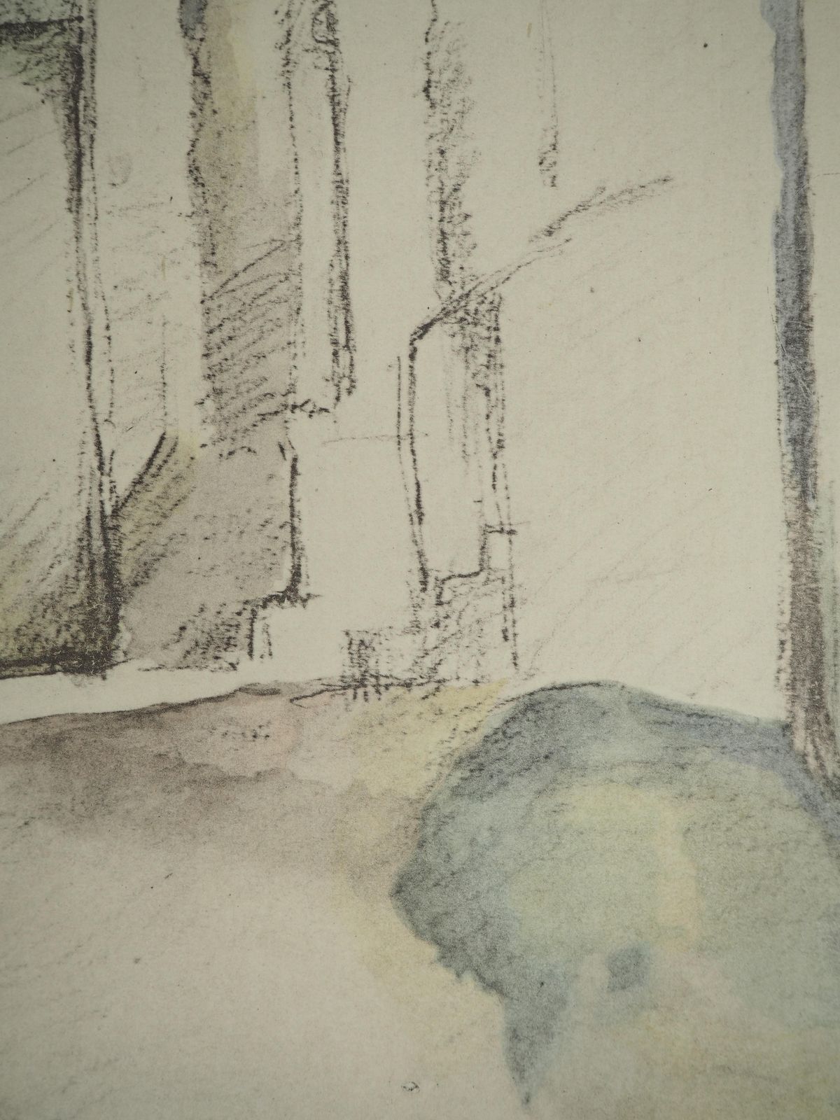 Small Village In France, Near The Church   Lithograph, 19711971 photo Art