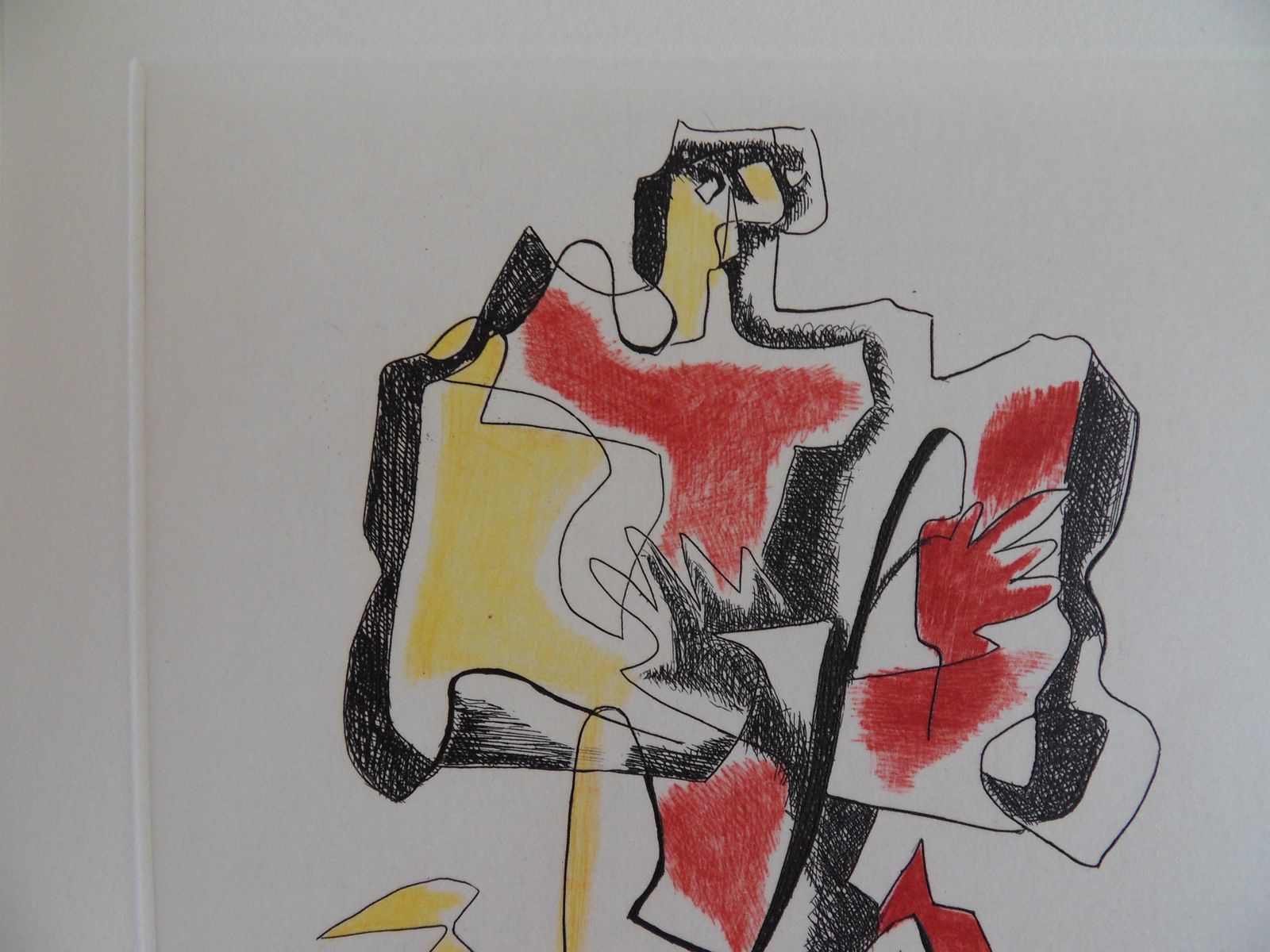 Ossip Zadkineman In Yellow And Red   Surrealist Original Etching1965 photo for sale