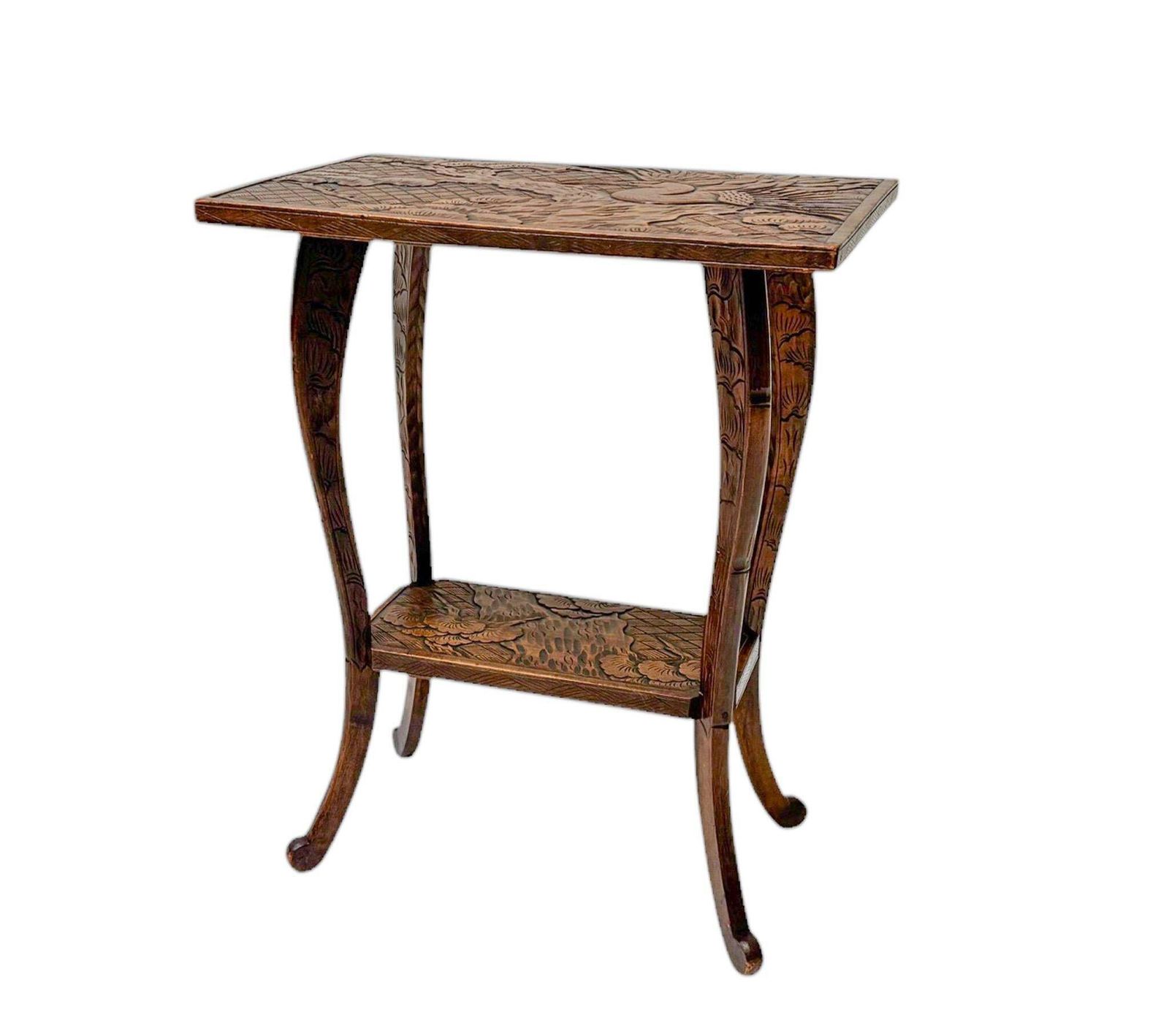 Arts & Crafts Carved Side Table By Liberty Of London, 1905 photo Furniture
