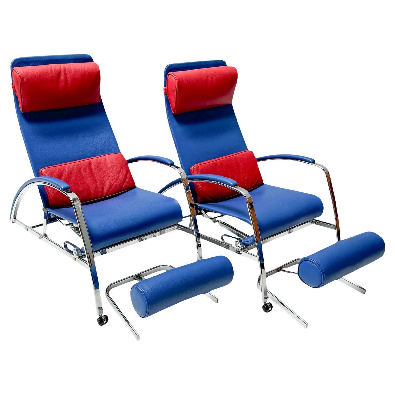 Pair Of  Grand Repos Lounge Chairs With Stools By Jean Prouvé Tecta , 1980s