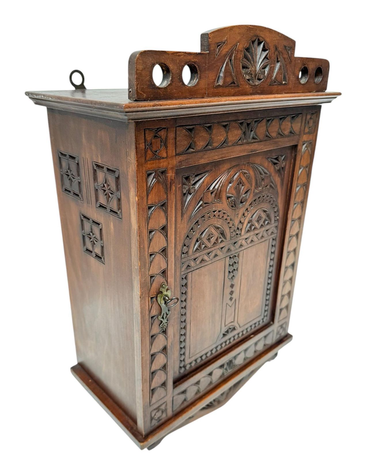 Arts & Crafts Art Nouveau Kerfschnitt Wall Cabinet, 1900s photo for sale