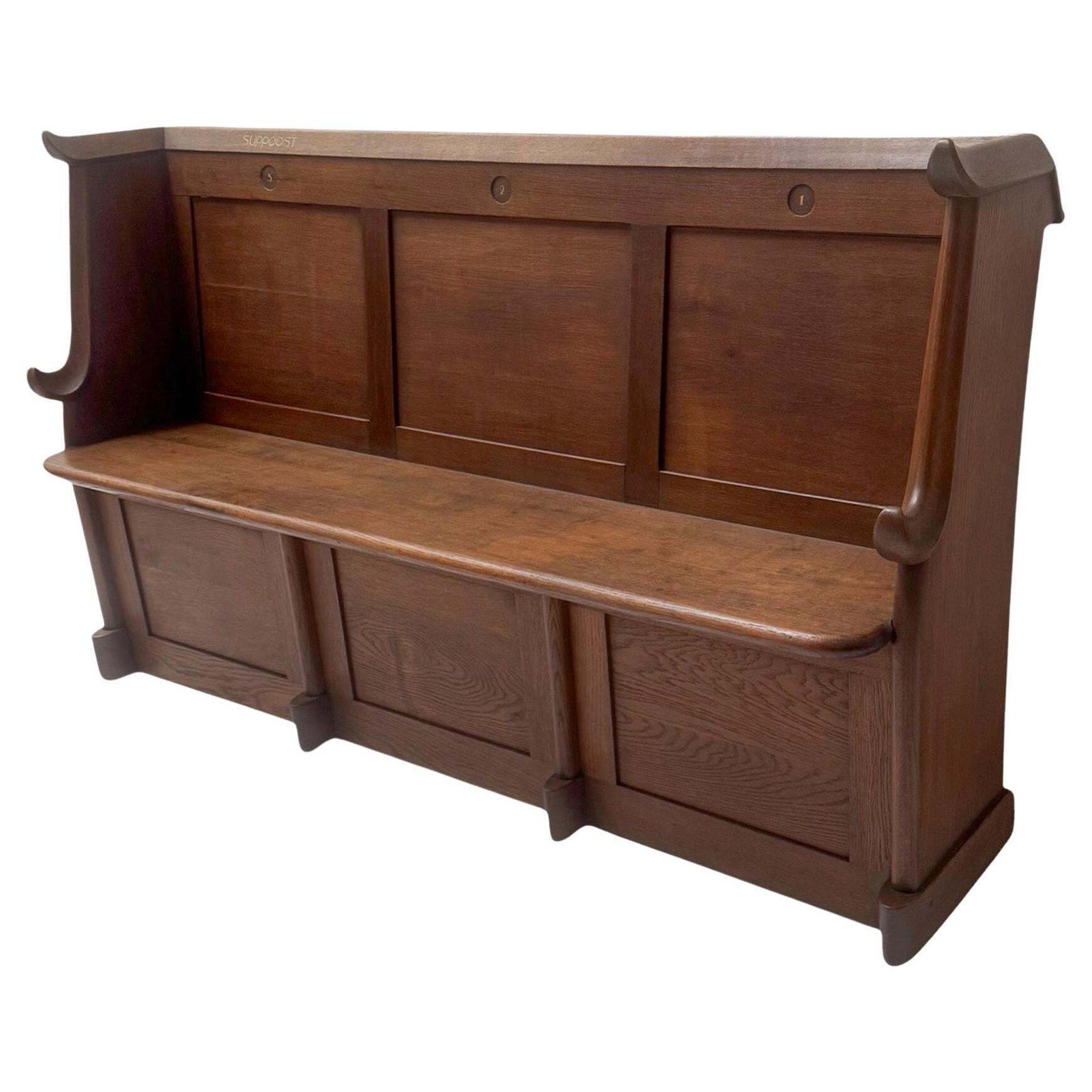 Willem Penaat Art Deco Amsterdamse School Three Seat Bench, 1920s