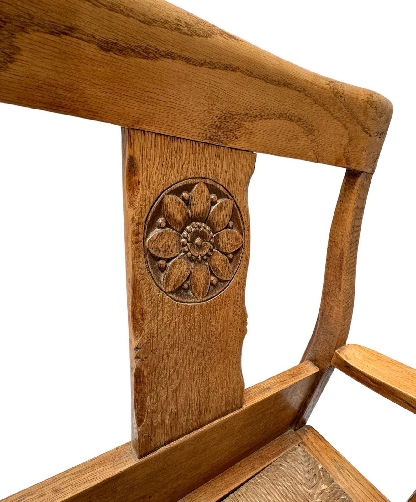 Pair Of Rustic Carved Oak Armchairs By Anton Fortuin, 1940s photo vintage