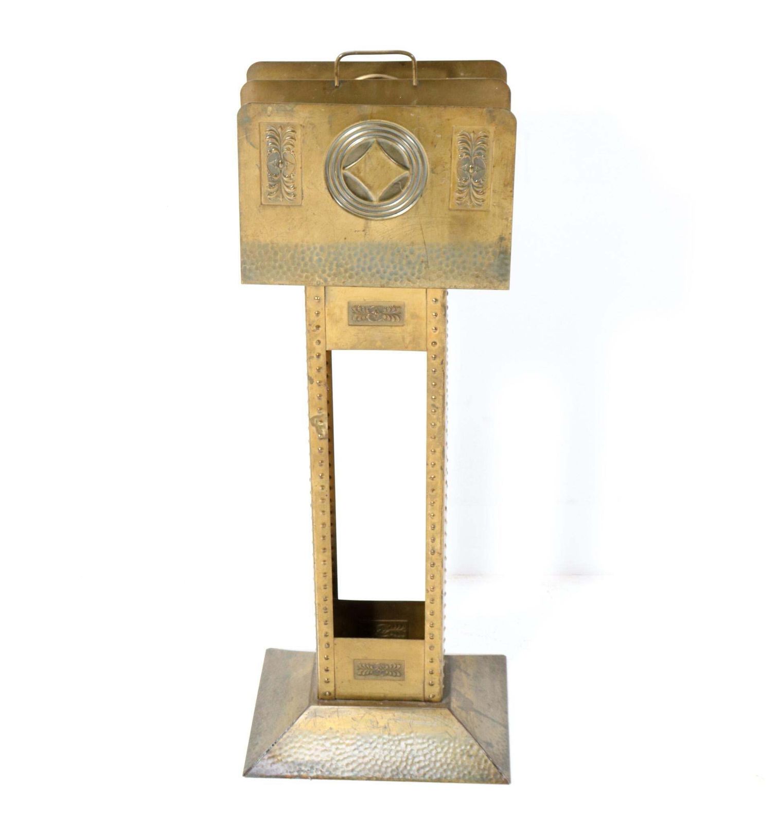 Patinated Brass Vienna Secession Magazine Rack photo furniture