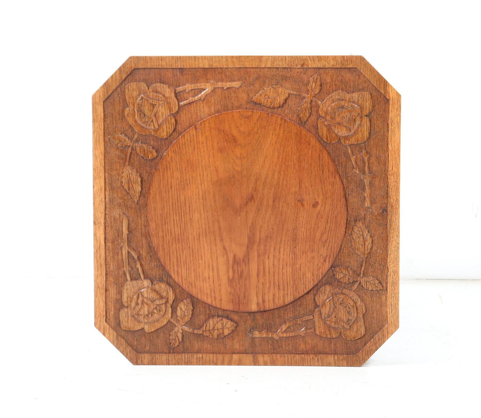 Oak Art Nouveau Arts & Crafts Side Table, 1900s photo vintage