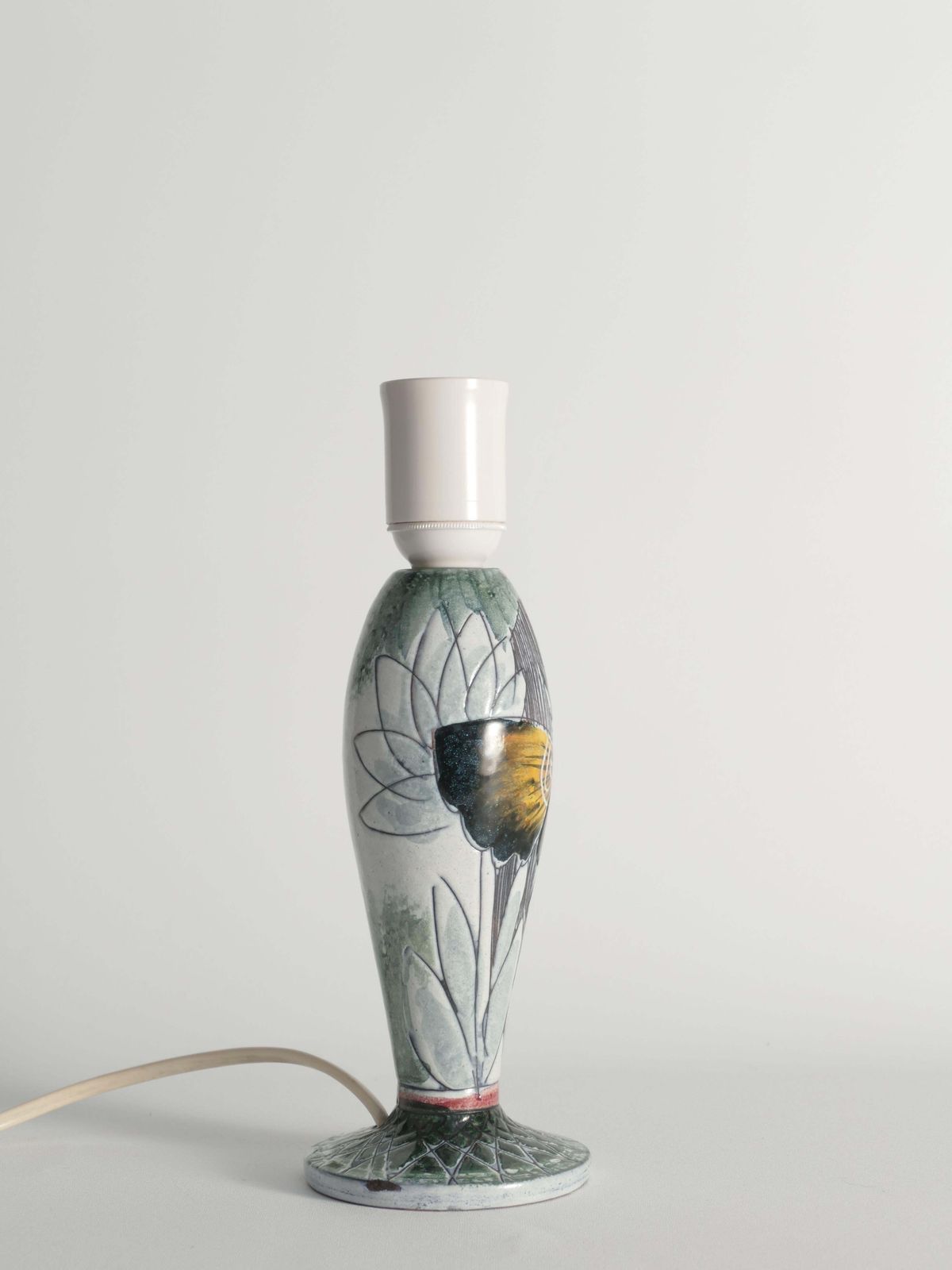 Scandinavian Modern Ceramic Butterfly Motif Table Lamp By Tilgmans, Sweden 1960 photo for sale