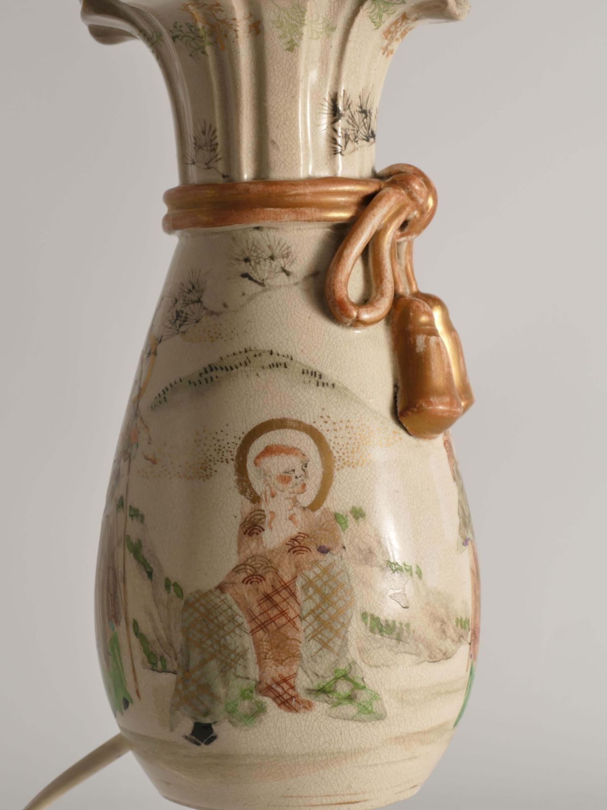 Meiji Period Kyoto Satsuma Vase Table Lamp, Japan, Circa 1880 photo 865.0
