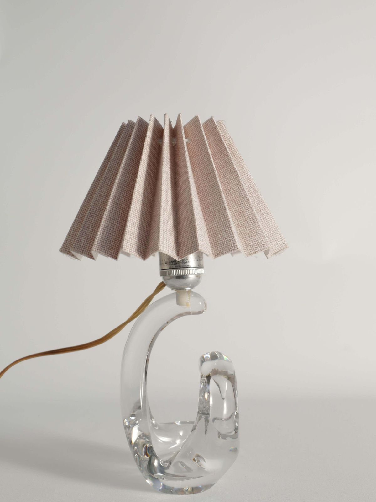 Sculptural Clear Crystal Glass Table Lamp By Schneider, France, 1950s photo vintage