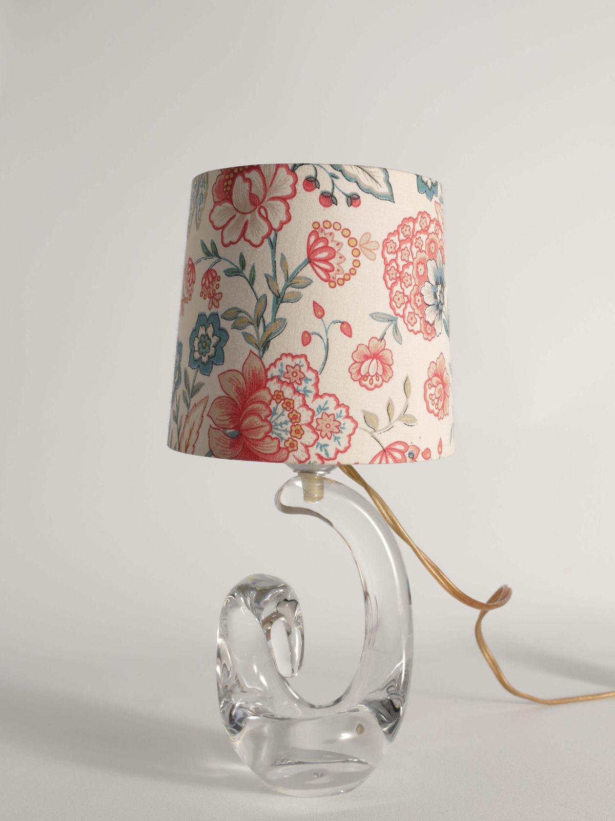 Lighting Sculptural Clear Crystal Glass Table Lamp By Schneider, France, 1950s photo