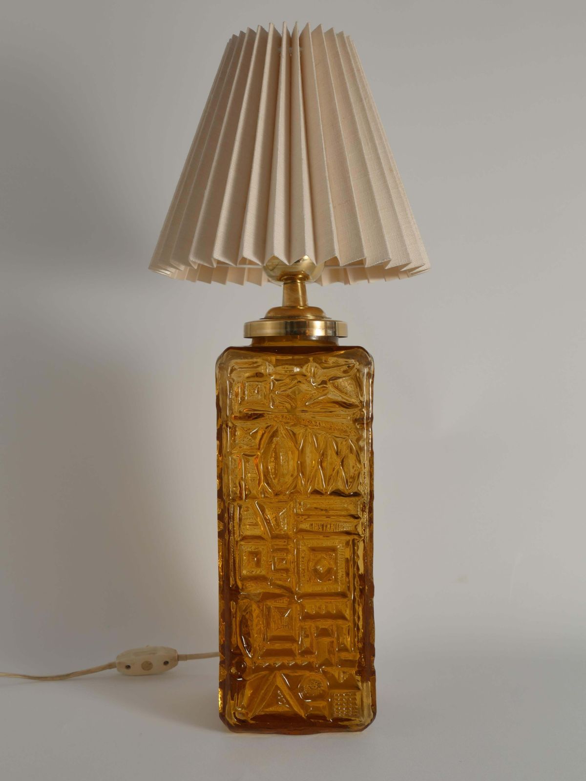 Large Amber Glass Table Lamp By Gustav Leek For Orrefors, 1960s photo 1102.0