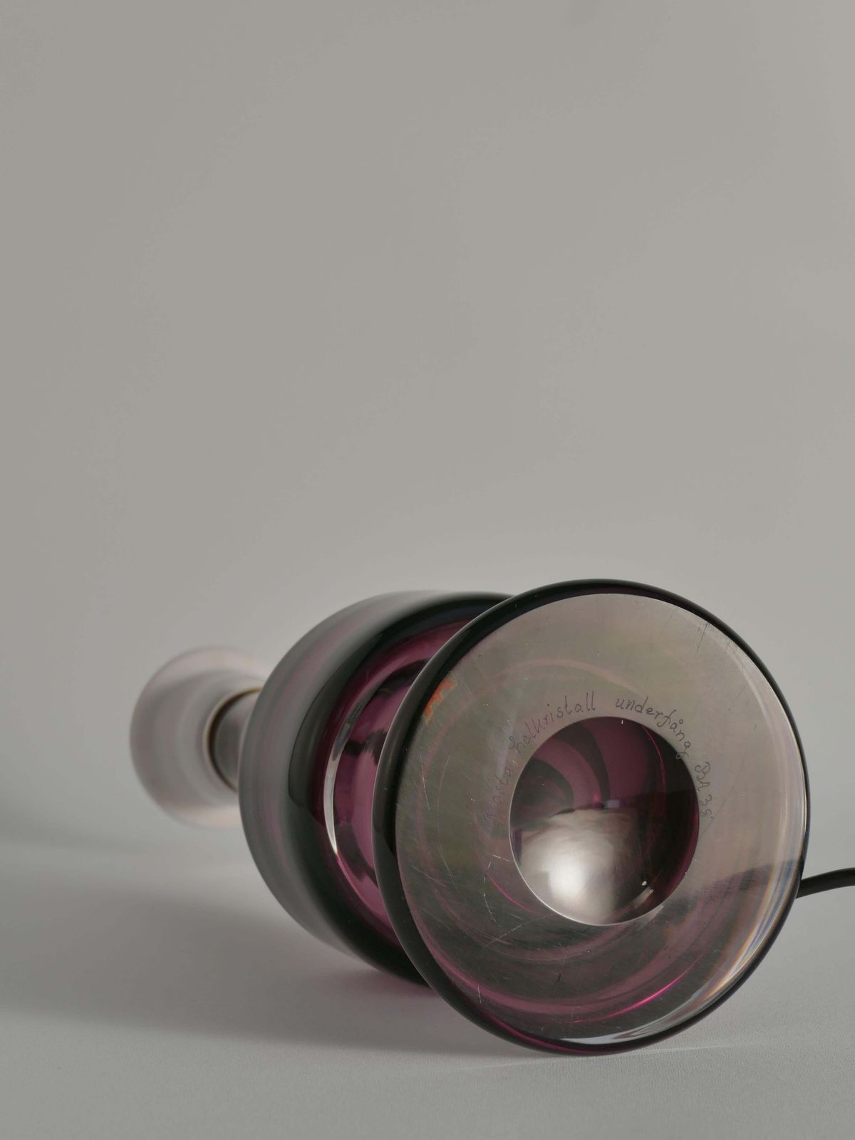 photo furniture Mid Century Modern Purple Chrystal Glass Table Lamp By Kosta 1960s