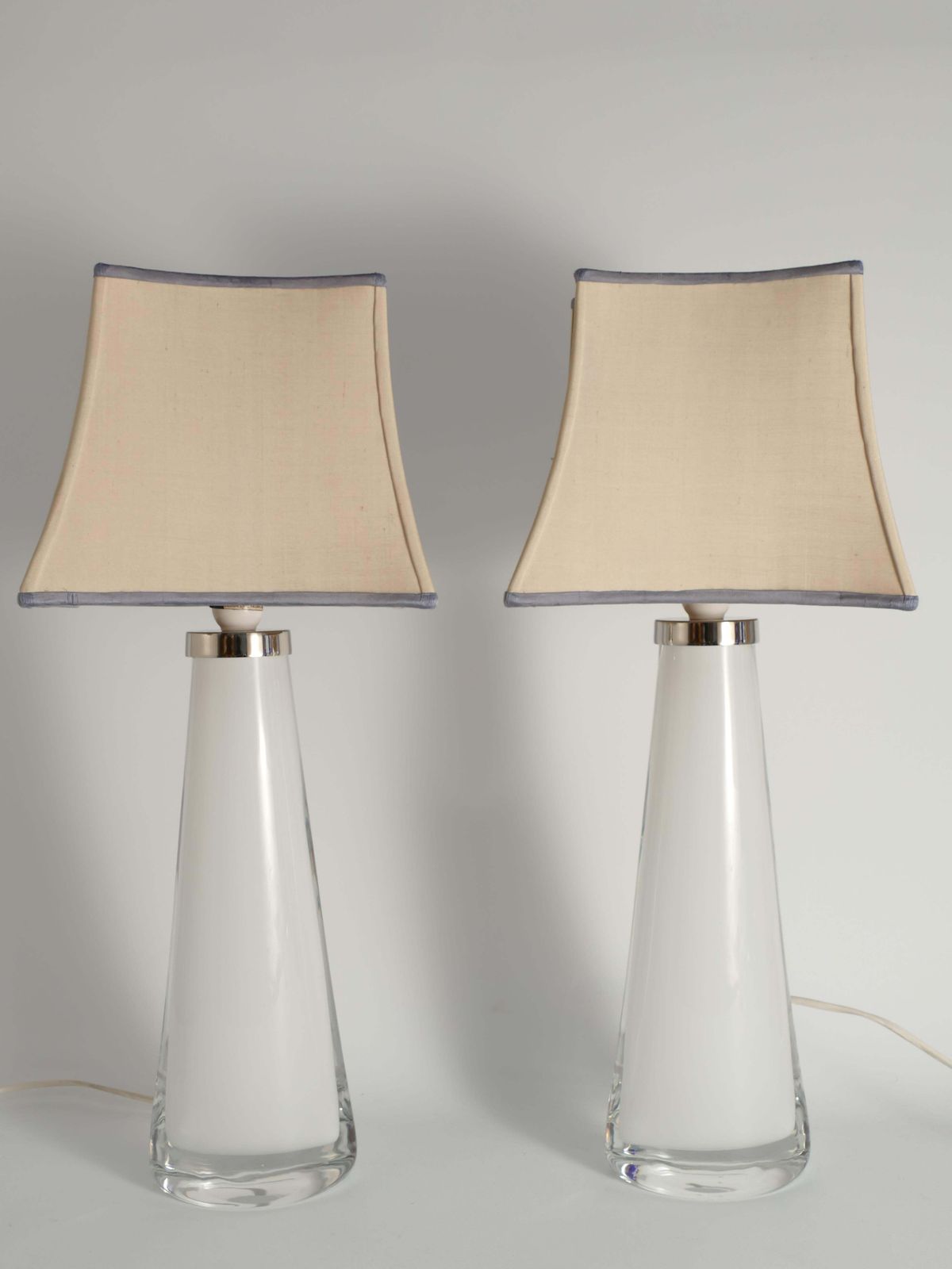photo furniture Large White Crystal Glass Table Lamps, Carl Fagerlund, Orrefors, 1960, Set Of 2