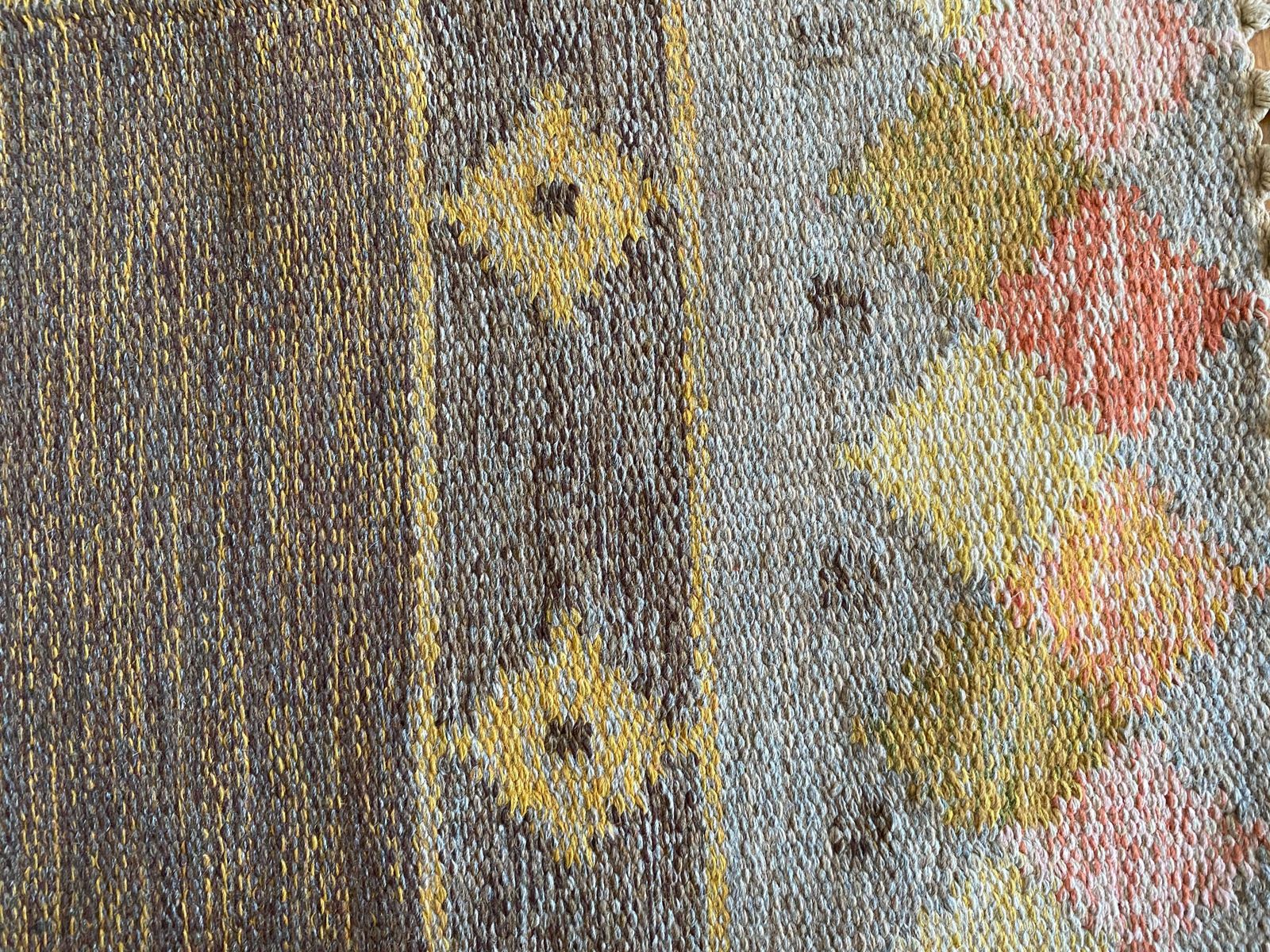 Scandinavian Modern Röllakan Pastel Color Flatweave Rug, Sweden, 1950s photo buy