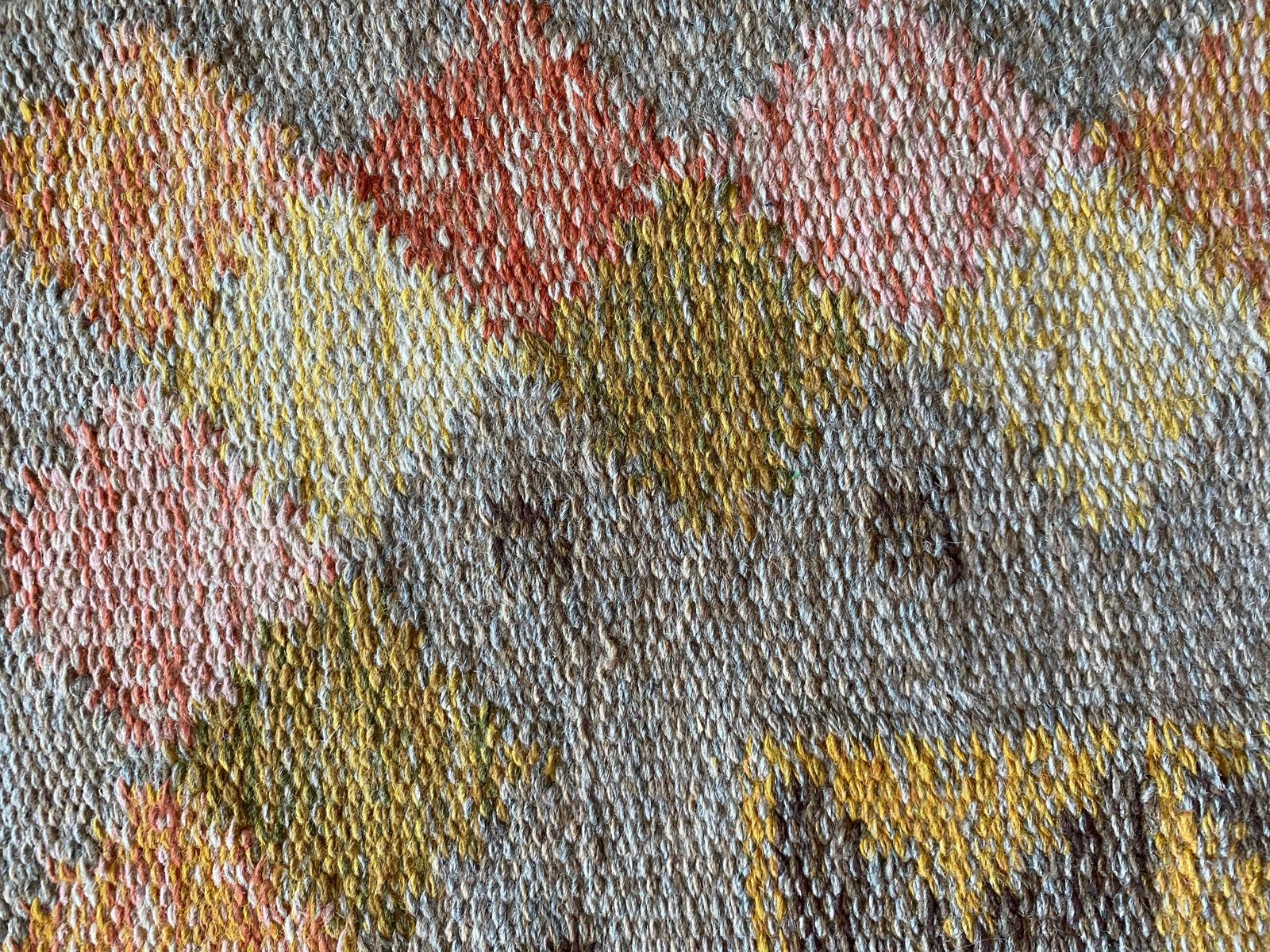 photo vintage Scandinavian Modern Röllakan Pastel Color Flatweave Rug, Sweden, 1950s