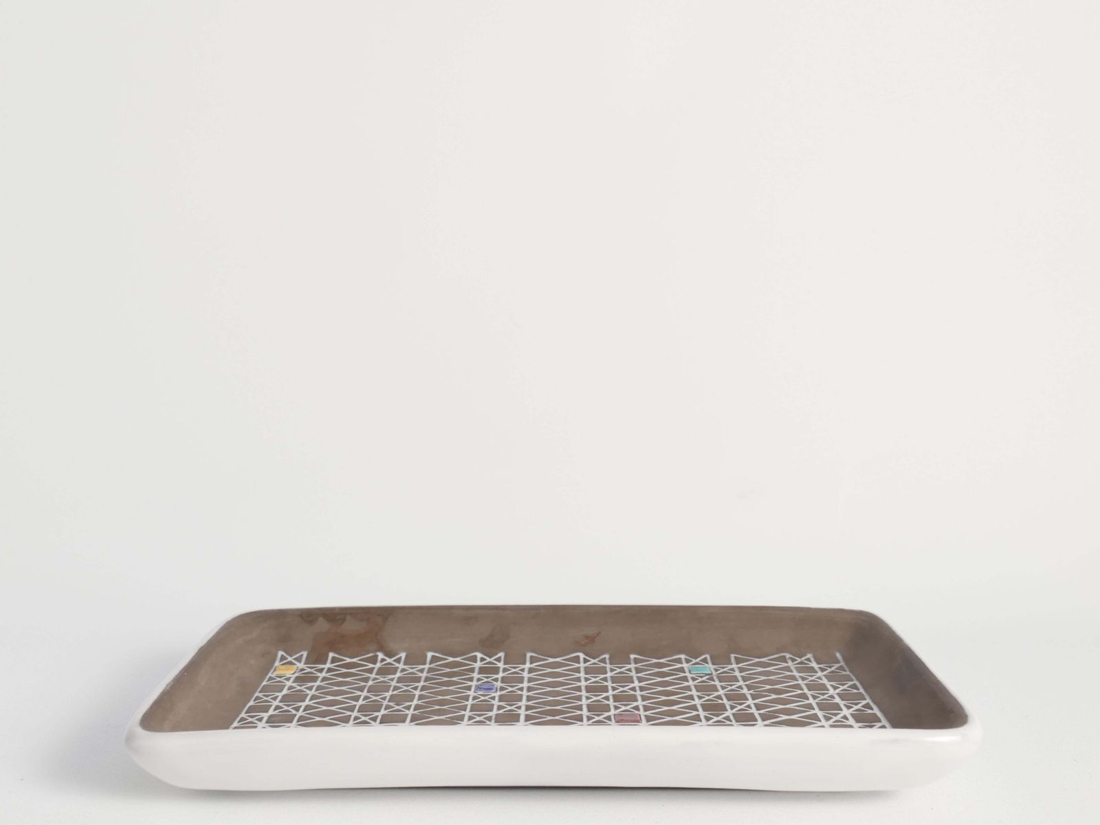 Brown And White "Corso" Ceramic Dish By Ingrid Atterberg For Upsala Ekeby, 1950s photo vinterior