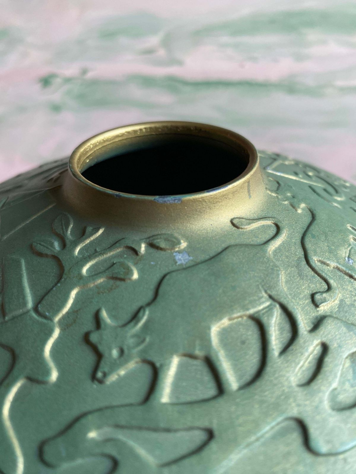 621.0 Art Deco Sage Green Metal Vase Attributed To Sonja Katzin, Stjärnmetall, 1940s photo