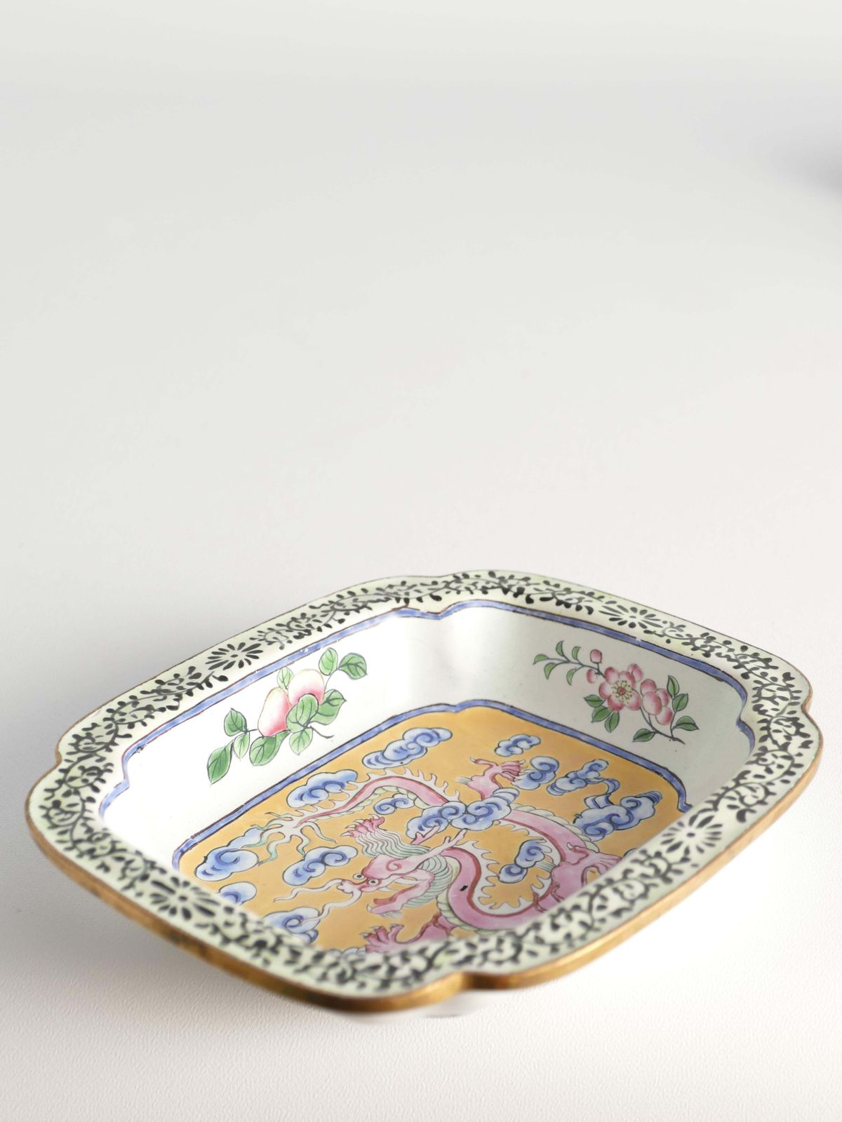 Qianlong Period Canton Enamel Square Dish With Dragon, China Late 18th Century photo for sale