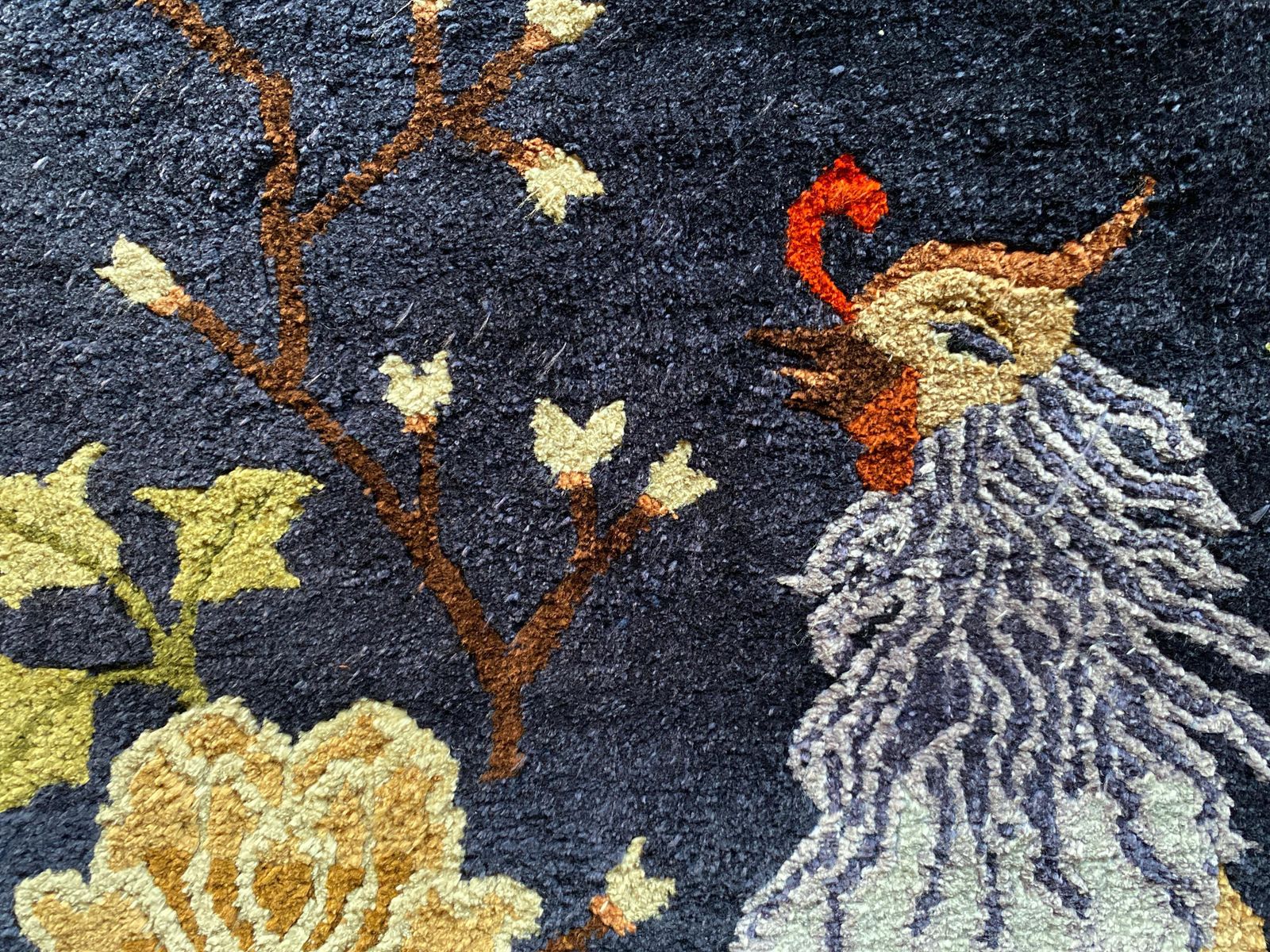 1775.0 Art Deco Chinese Handmade Silk Bautou Tapestry Rug, Early 20th Century photo