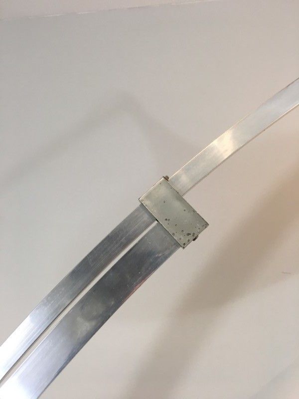 Rare Arco Style Floor Lamp In Brushed Aluminium, Conical White Plastic Reflector And Square Marble Base. French. Circa 1970 photo buy