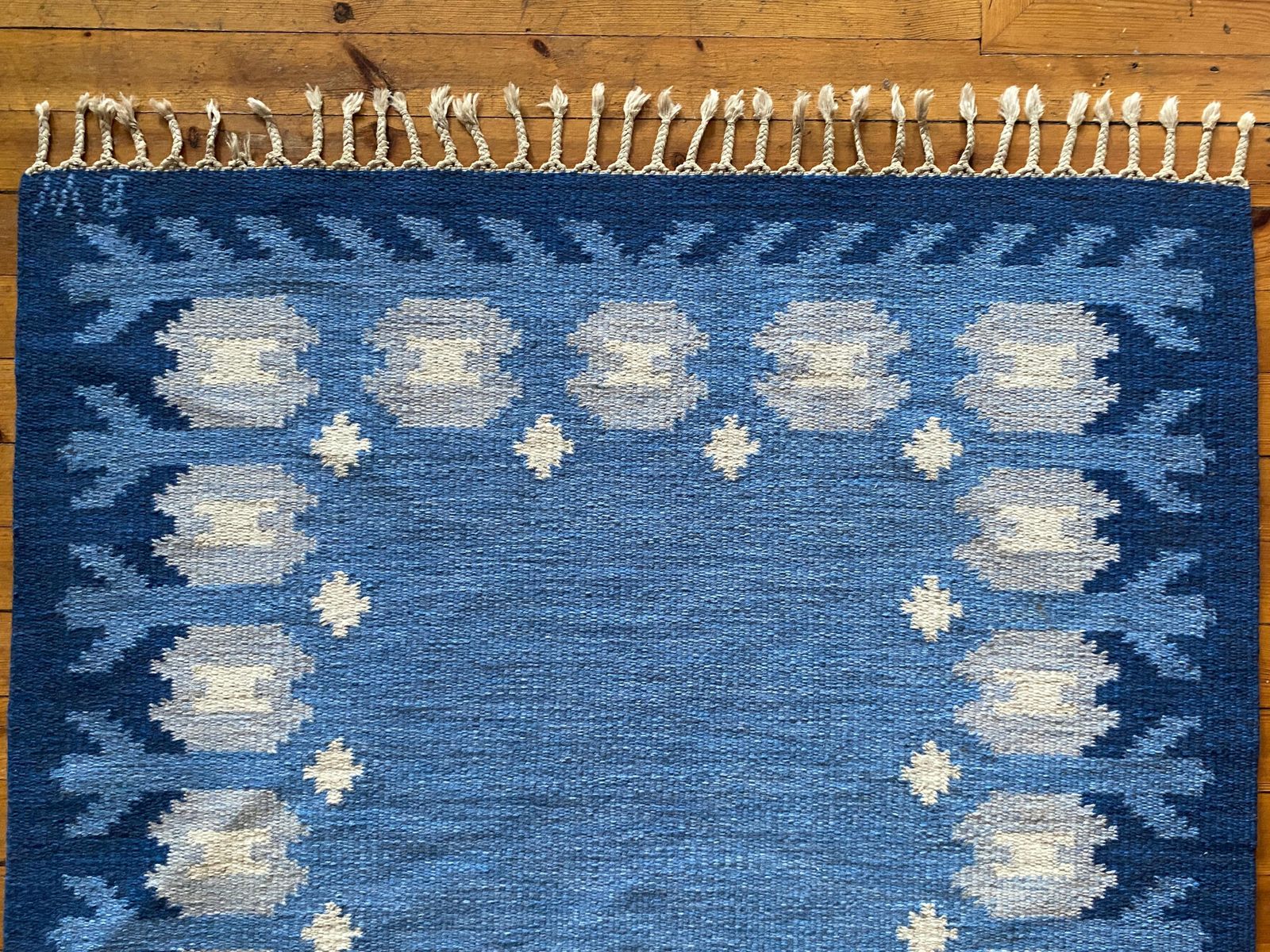 photo vinterior Scandinavian Modern Blue Rölakan Flatweave Rug By Berit Koenig Woelfer Sweden