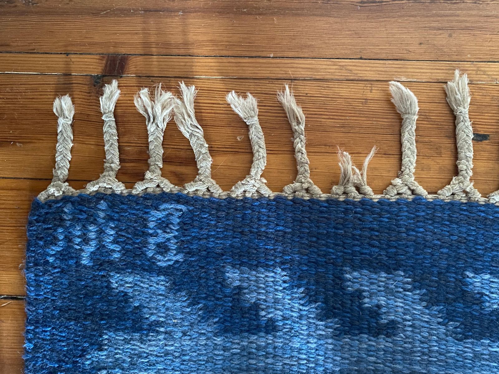 photo buy Scandinavian Modern Blue Rölakan Flatweave Rug By Berit Koenig Woelfer Sweden