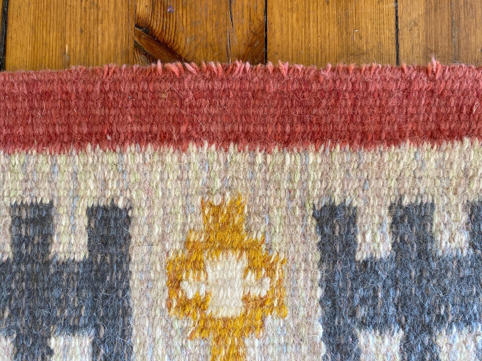 Scandinavian Modern Pink Rölakan Flatweave Rug By Alice Wallebäck, Sweden, 1960s photo buy