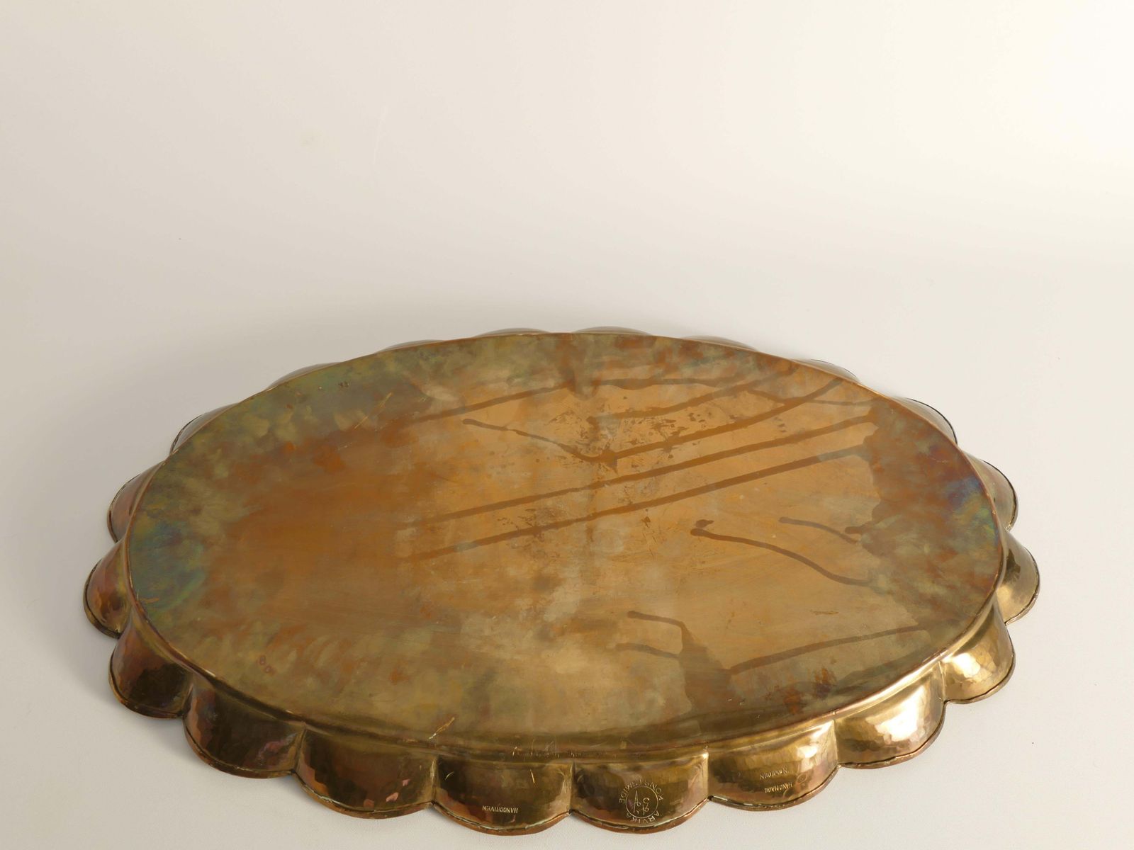 photo for sale Hollywood Regency Oval Brass Tray By Arvid Johansson, Arvika Konstsmide, Sweden