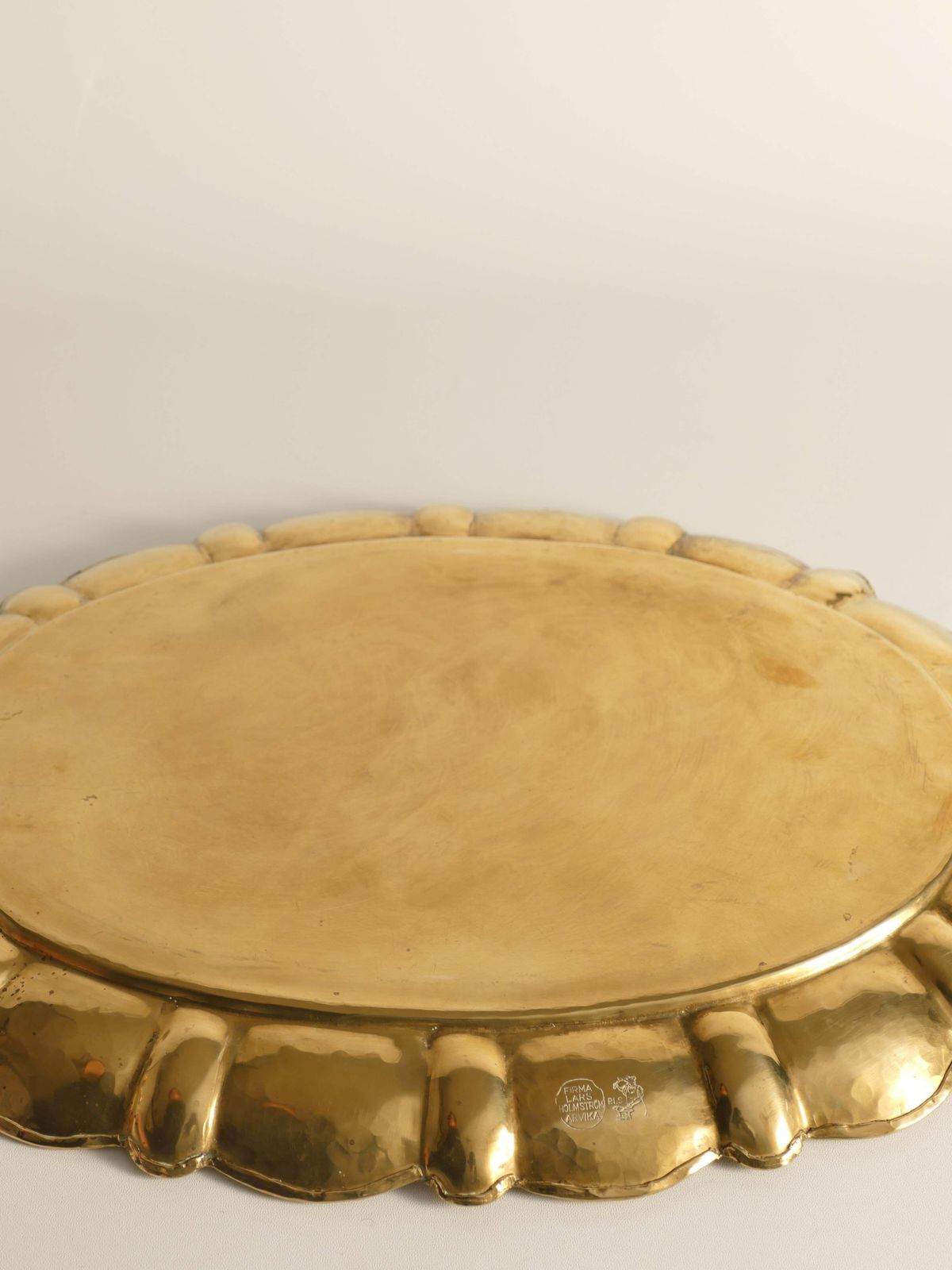Home Decor Hollywood Regency Large Oval Brass Tray By Firma Lars Holmström, Sweden 1940's photo
