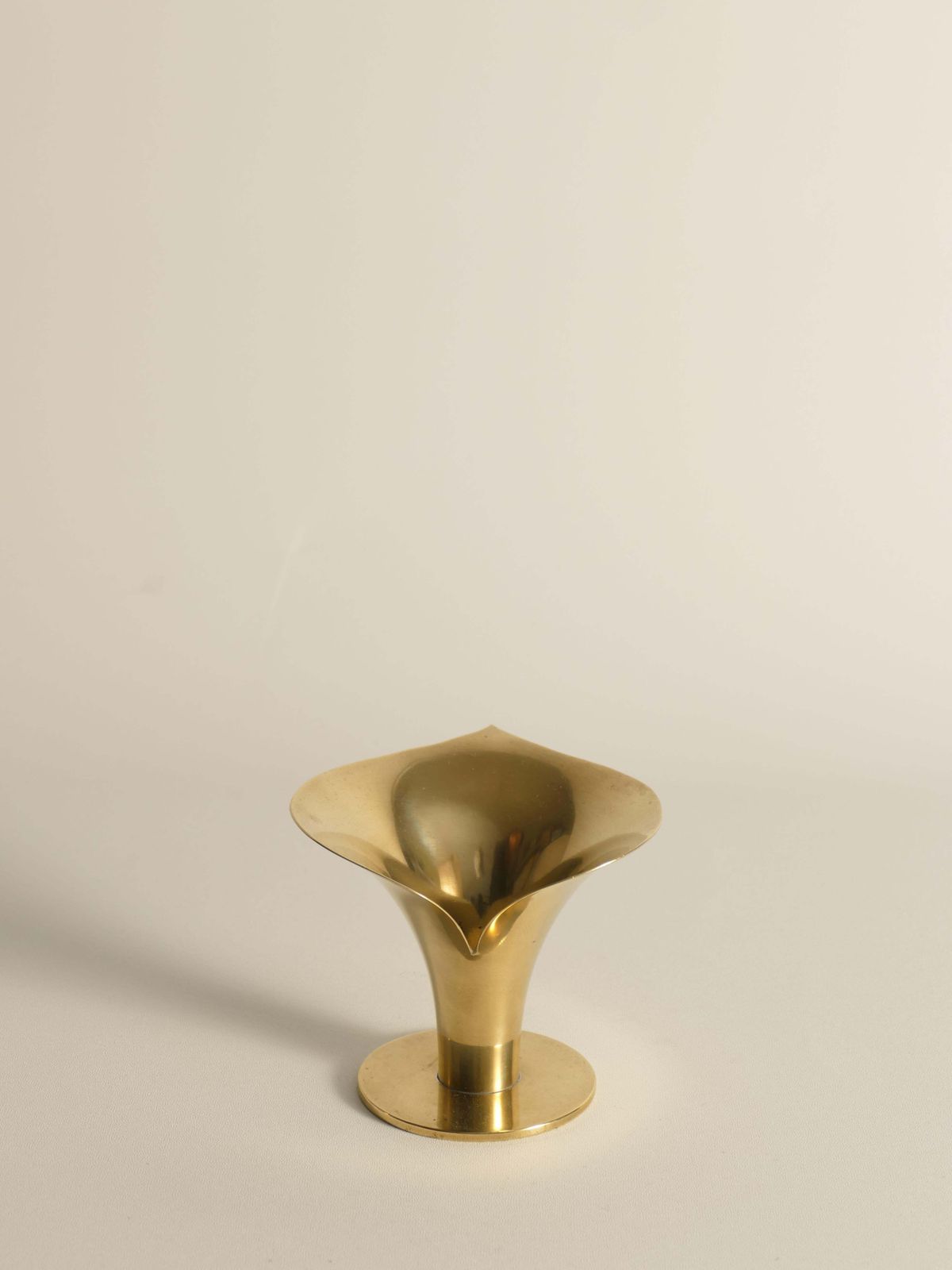 photo for sale Art Deco Brass Calla Lily Candle Holder By Carl Einar Borgström For Ystad Metall