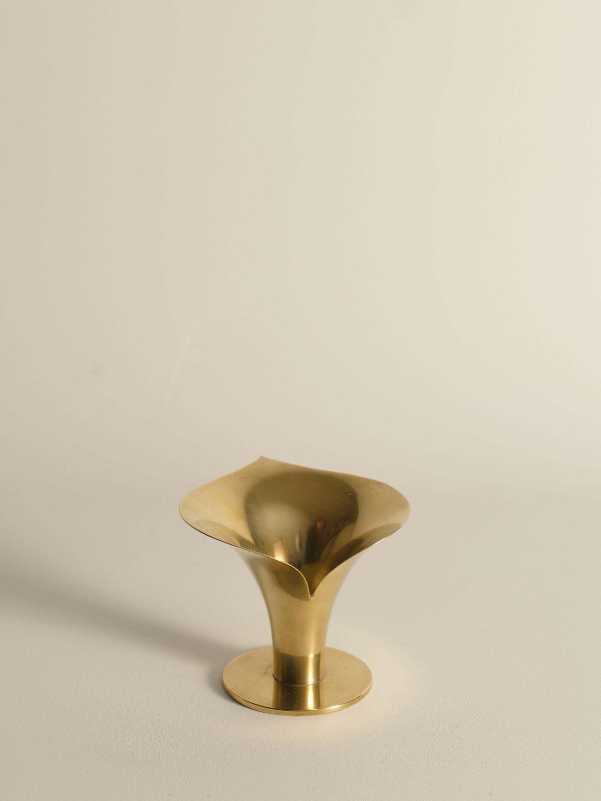 318.0 Art Deco Brass Calla Lily Candle Holder By Carl Einar Borgström For Ystad Metall photo