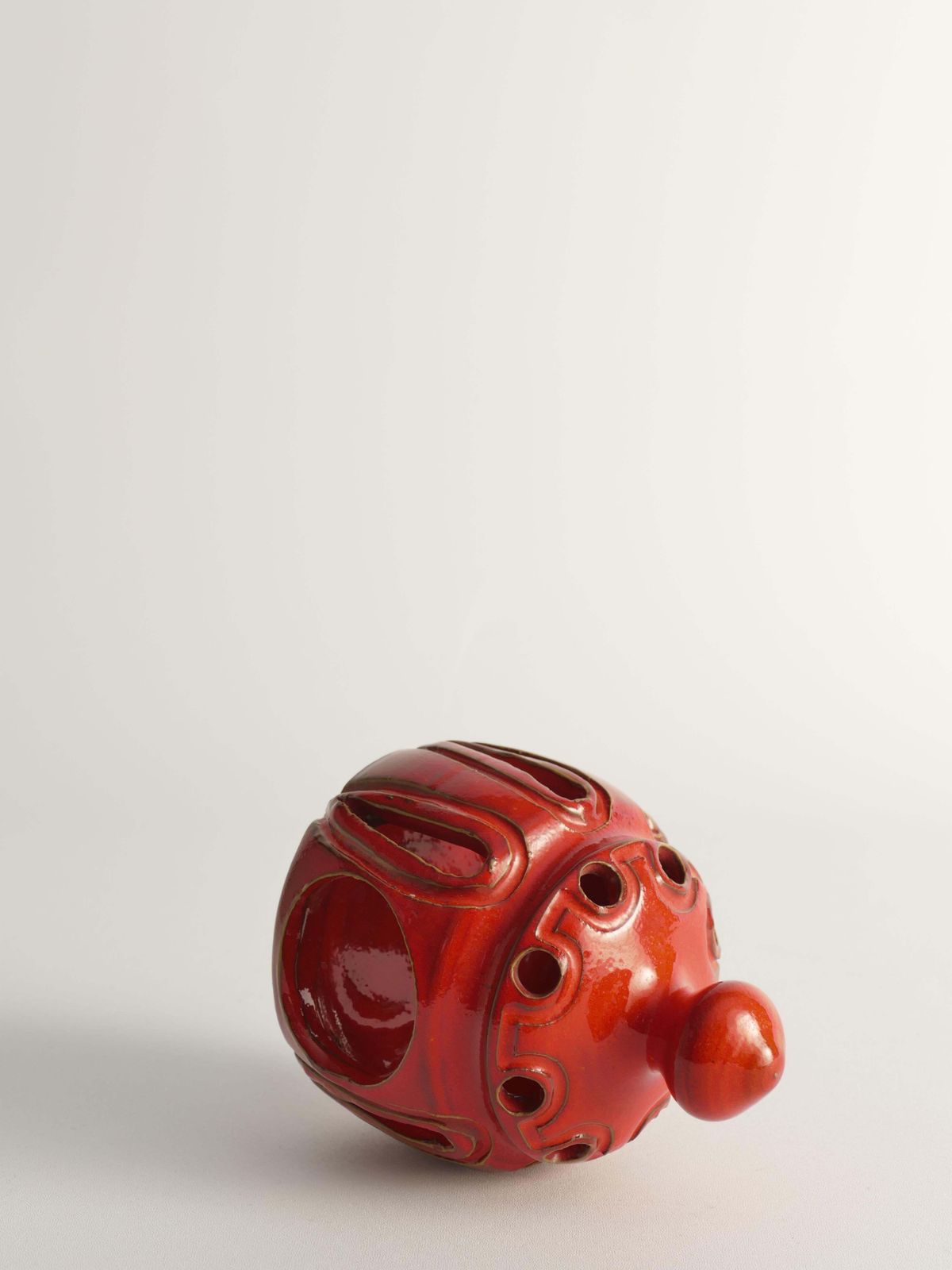 Lobster Red Handmade Ceramic Candle Lamp, By  Barbro Sundelin For Basun Keramik photo vintage