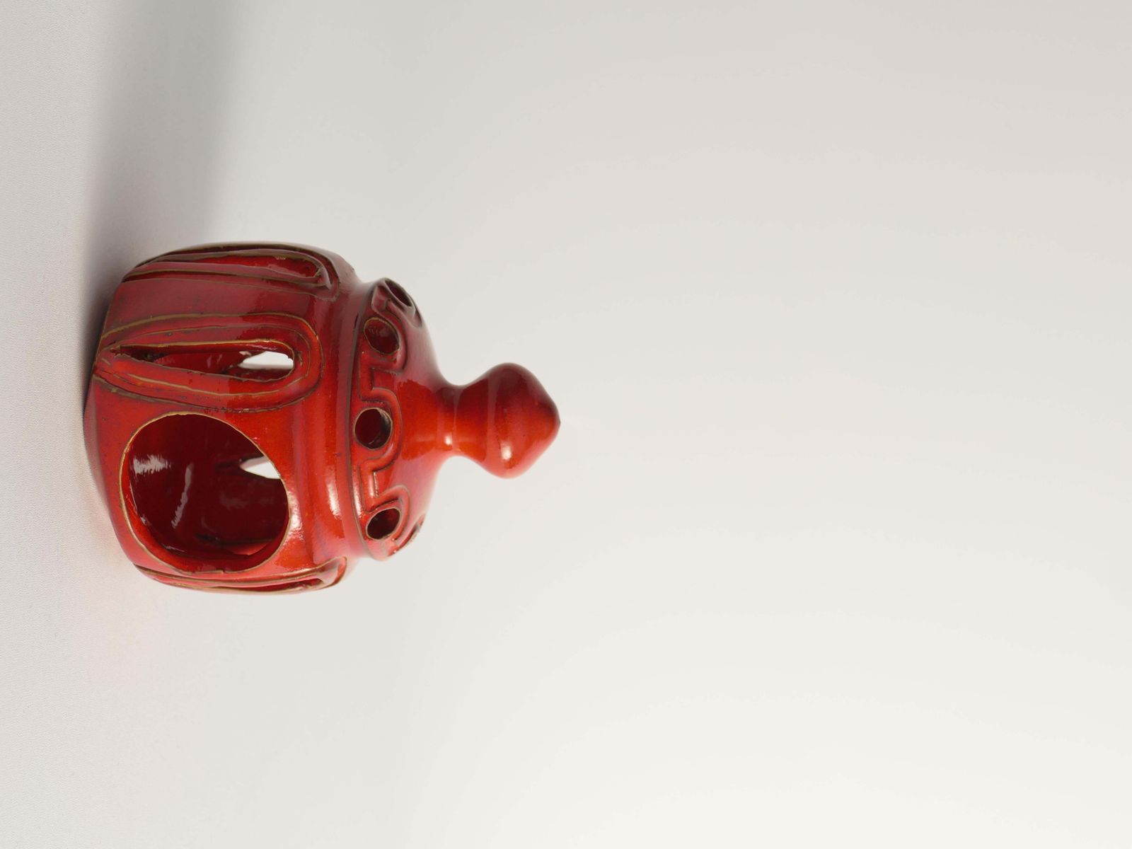 141.0 Lobster Red Handmade Ceramic Candle Lamp, By  Barbro Sundelin For Basun Keramik photo