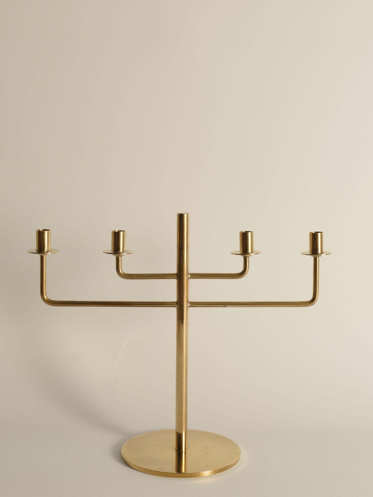 Scandinavian Modern Brass Candelabra By Hans Agne Jakobsson, Markaryd, 1960s photo for sale