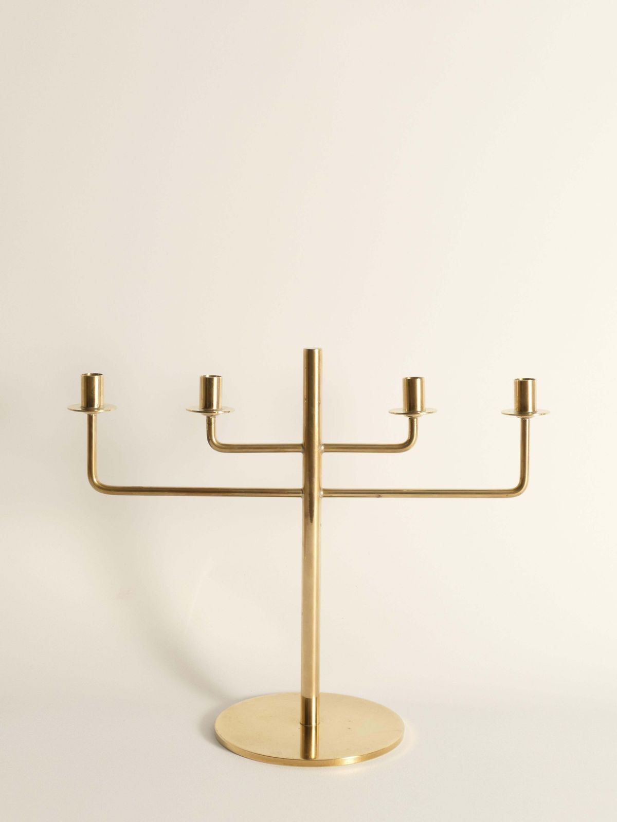 Scandinavian Modern Brass Candelabra By Hans Agne Jakobsson, Markaryd, 1960s photo vinterior