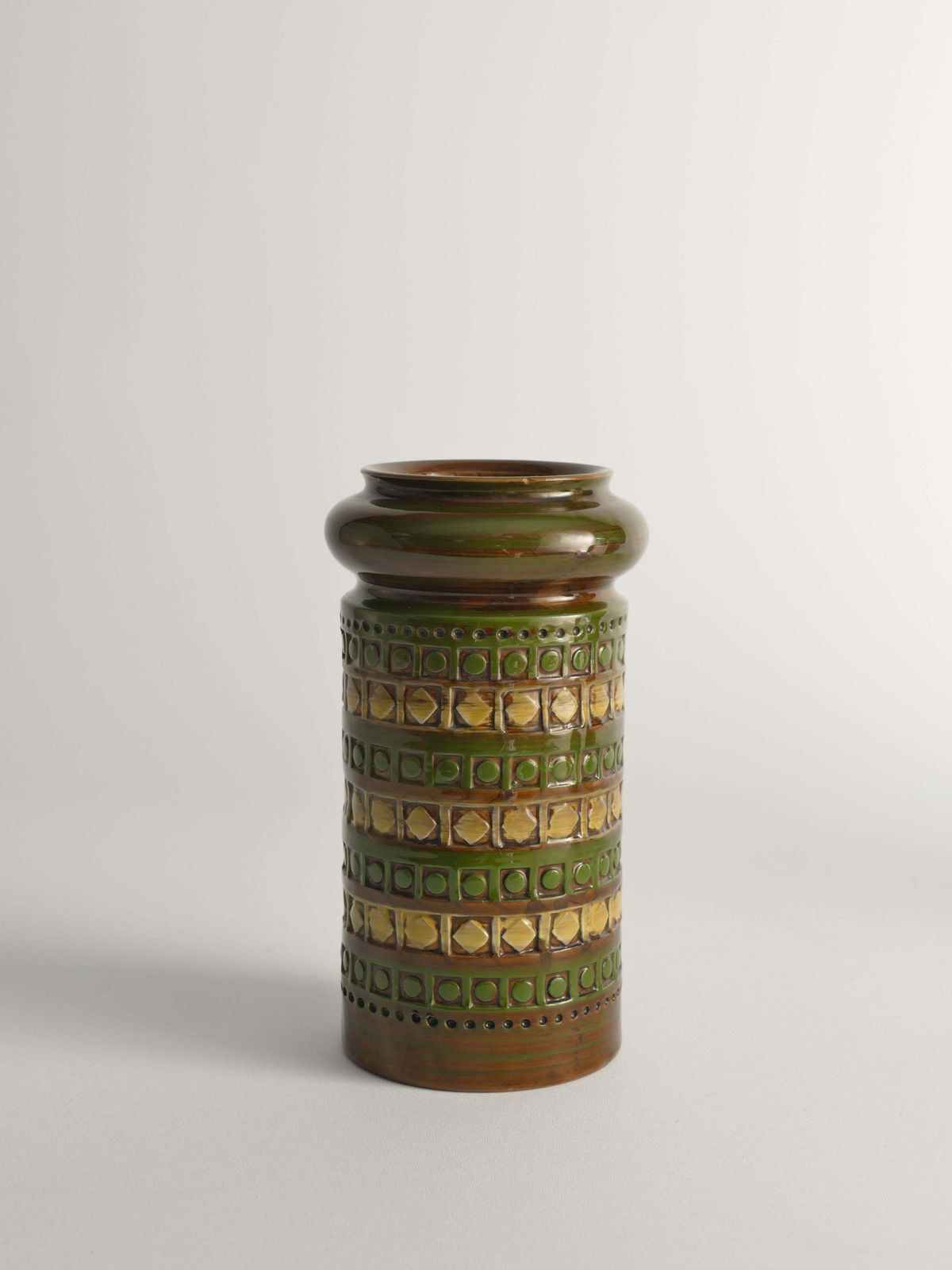 Home Decor Yellow And Green Stoneware Vases By Aldo Londi For Bitossi, Italy, Set Of 3 photo