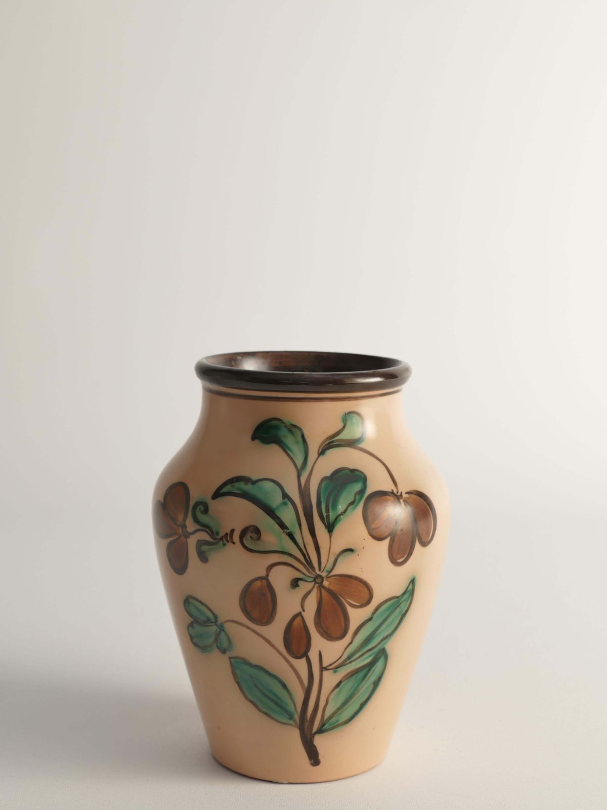 Art Nouveau Flower Motif Earthenware Vase By Sala, Sweden 1920s photo furniture