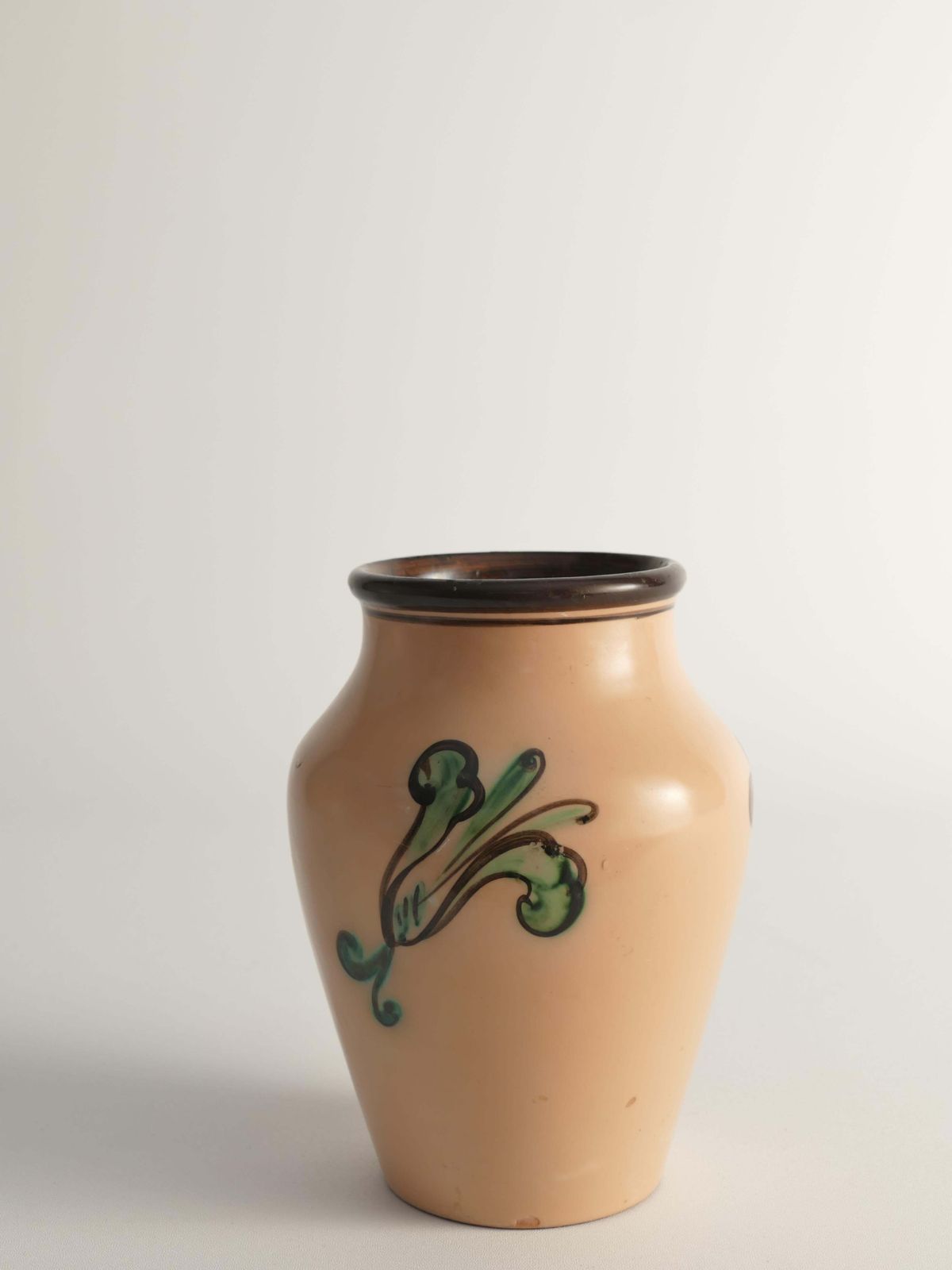 Art Nouveau Flower Motif Earthenware Vase By Sala, Sweden 1920s photo vintage