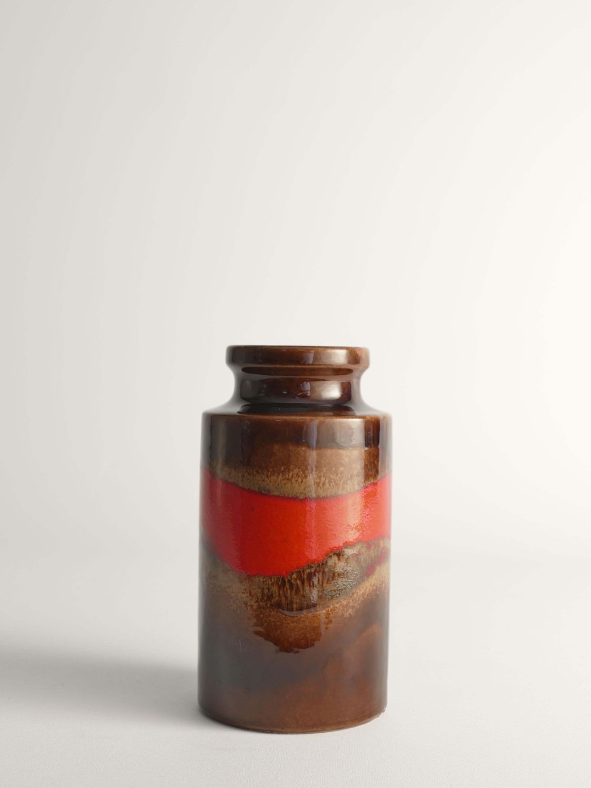 Mid Century Modern Fat Lava Red And Brown Stoneware Vase By Scheurich, W Germany photo furniture