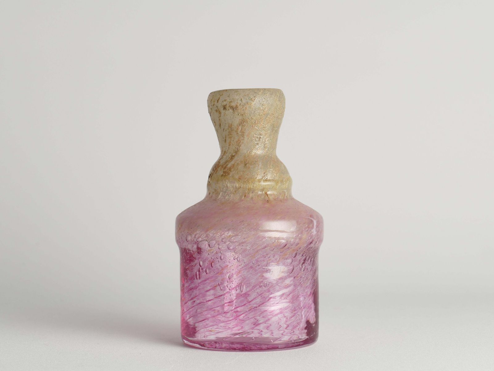 Unique Bubblegum Pink And Yellow Art Glass Vase By Milan Vobruba, Sweden 1980s photo 178.0