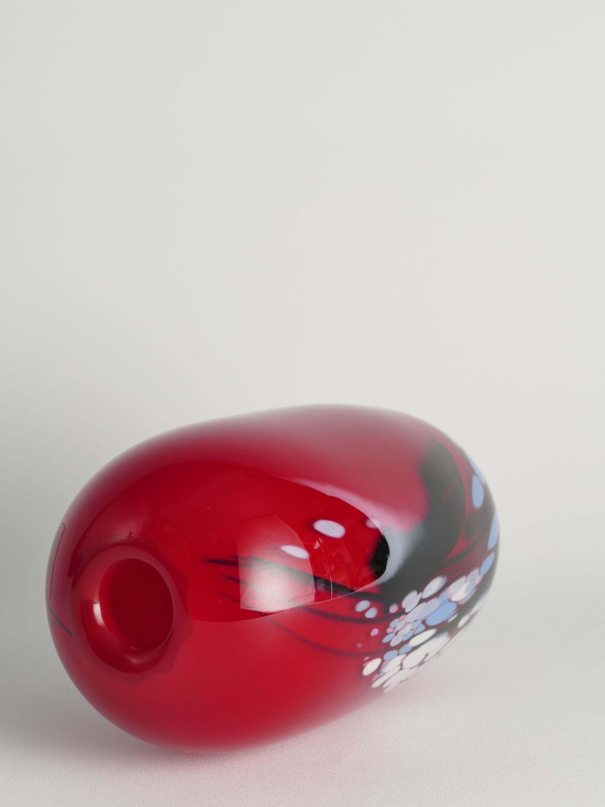 photo buy Unique Cherry Red Art Glass Vase By Mikael Axenbrant, Sweden 1990