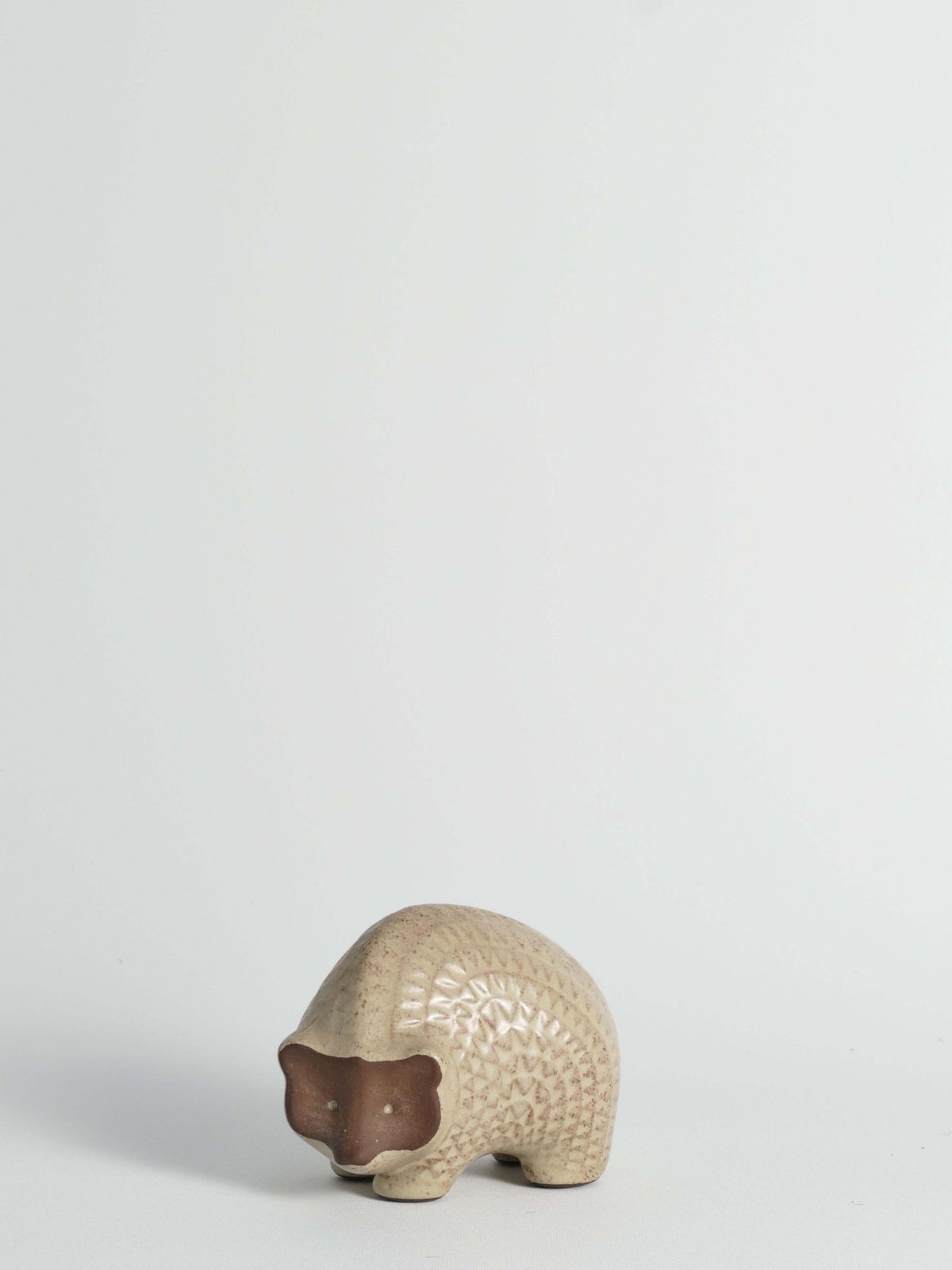 Scandinavian Modern Zigzag Patterned Earthenware Hedgehog, 1960s photo vinterior